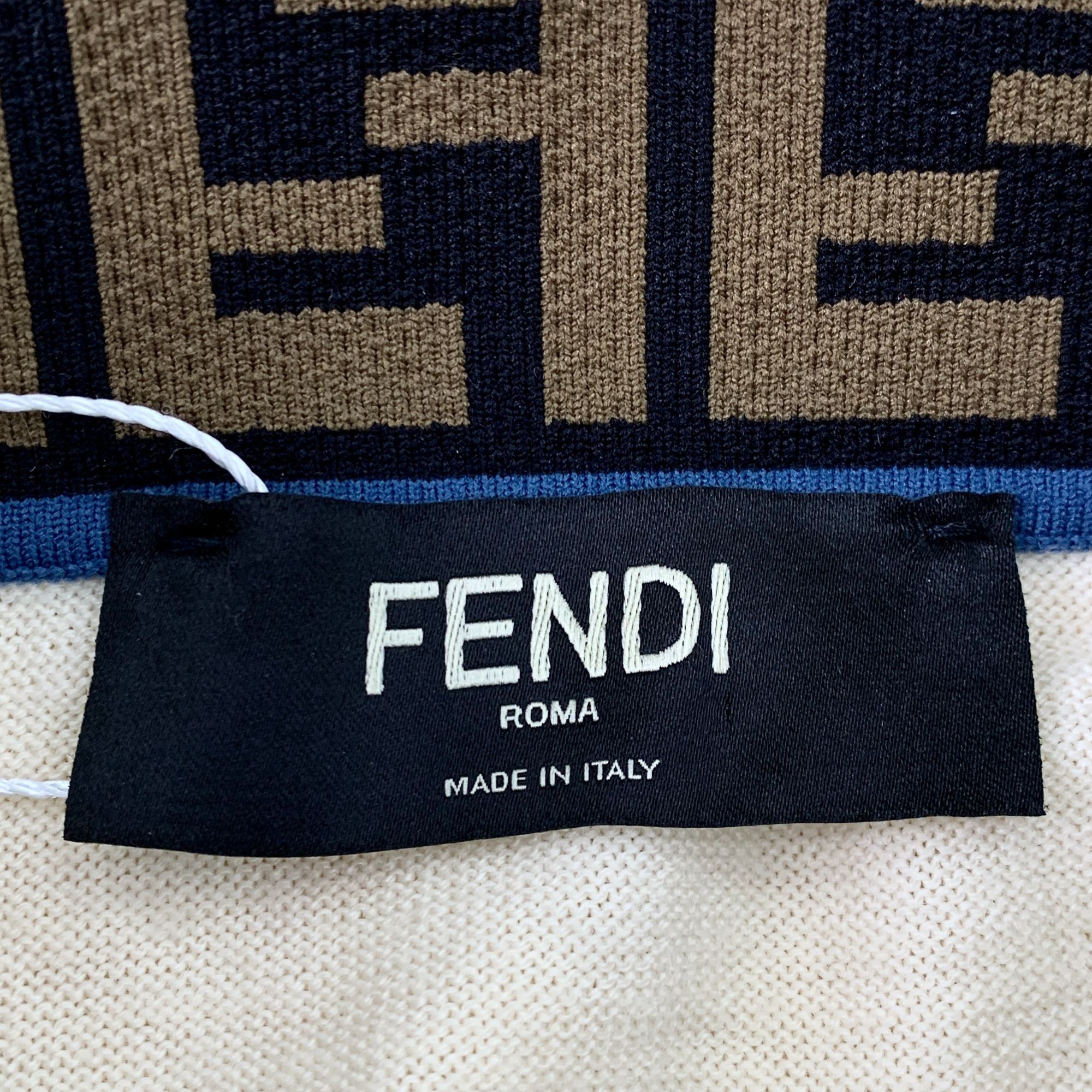 Fendi Fendi Beige FF Logo Collar Knit Sweater (Size M) Size XL / US 12-14 / IT 48-50 - 2 Thumbnail