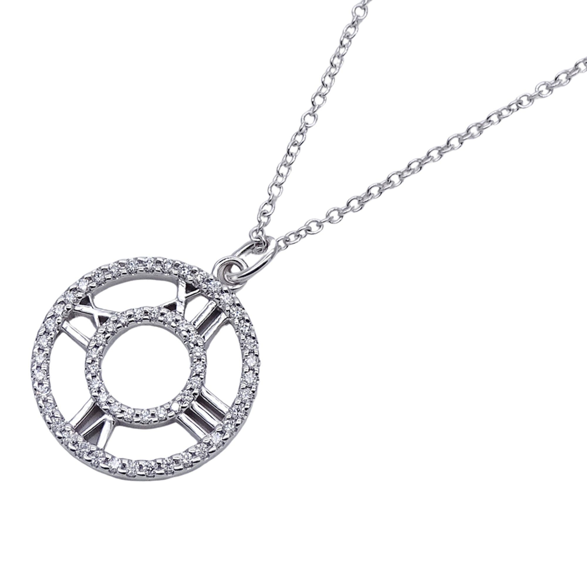 Tiffany & Co. Tiffany & Co. Women's Necklace, Brand Name, 750WG Diamond Atlas Open Medallion, White Gold Jewelry Size ONE SIZE - 1 Thumbnail