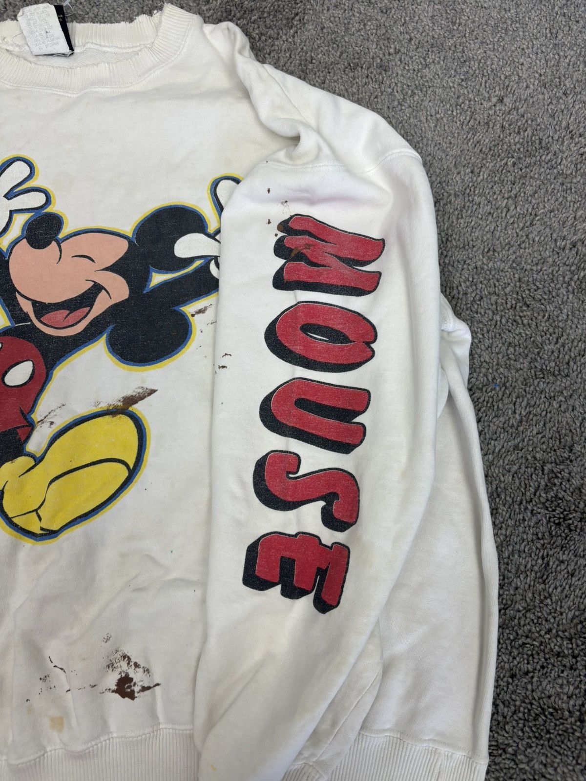 Disney Vintage 90s white mickey mouse paint splattered crewneck Size US XL / EU 56 / 4 - 5 Thumbnail