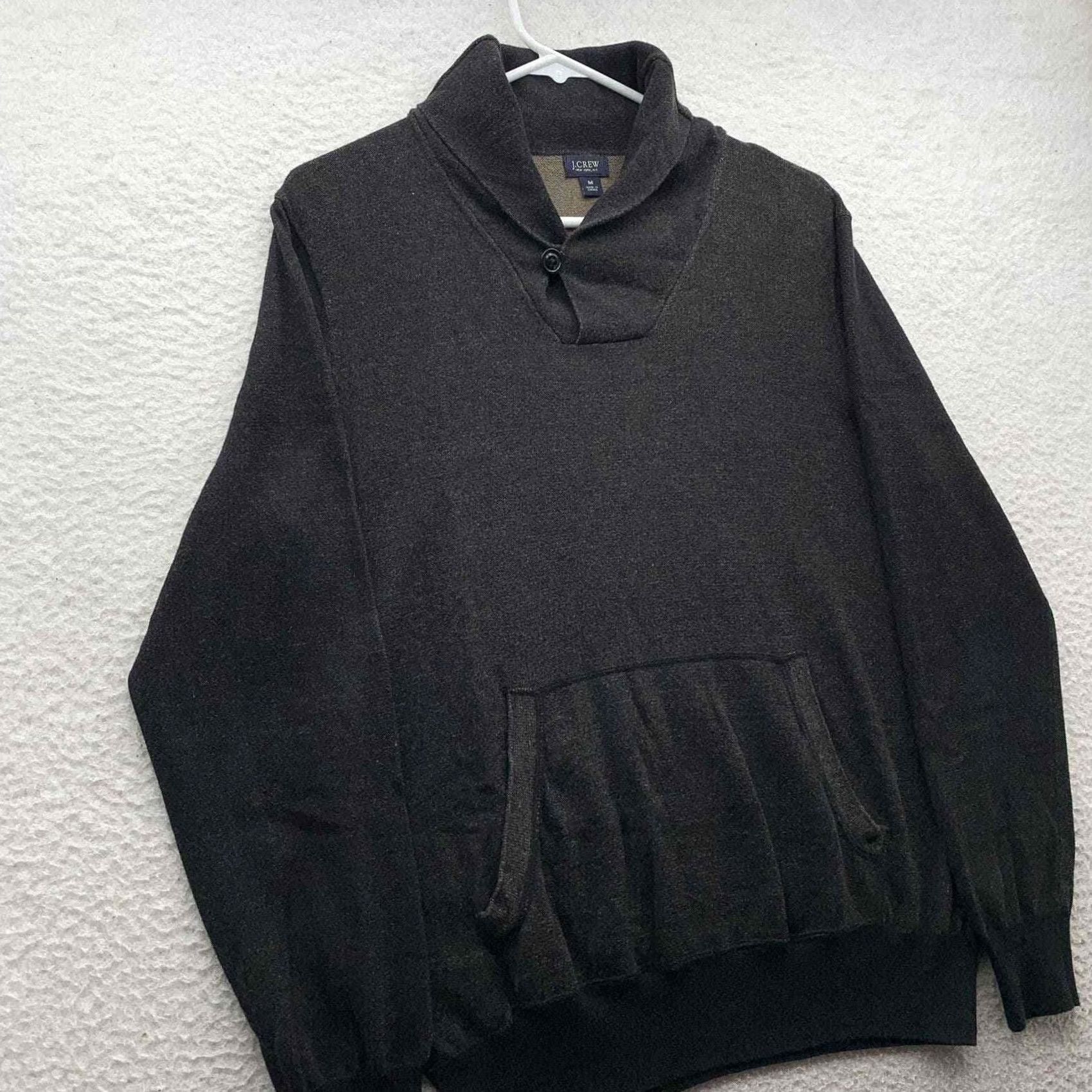 J.Crew J Crew Sweater Mens Medium Shawl Neck Charcoal Gray Button Pullover Knit Casual Dad Size US M / EU 48-50 / 2 - 2 Thumbnail