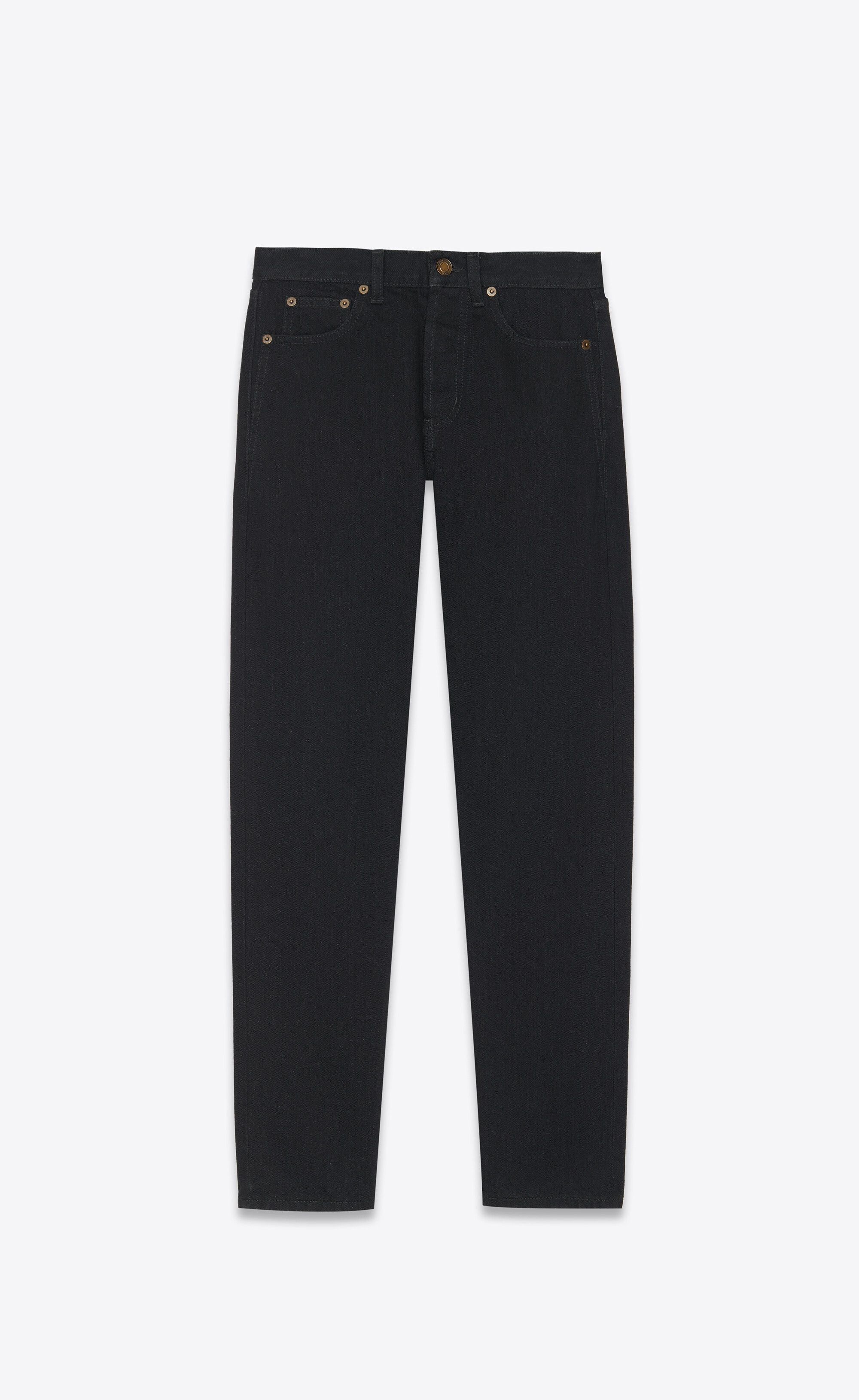 Saint Laurent Paris o1s1wg111224 Slim-fit Jeans In Worn Denim in Black Size 25" / US 0 / IT 36 - 1 Thumbnail