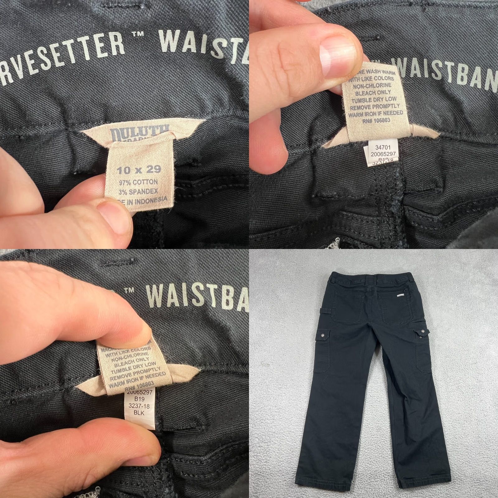 Vintage Duluth Trading Women’s Curvesetter Waistband Cargo Pants Black 10x29 Size 32" / US 10 / IT 46 - 8 Thumbnail