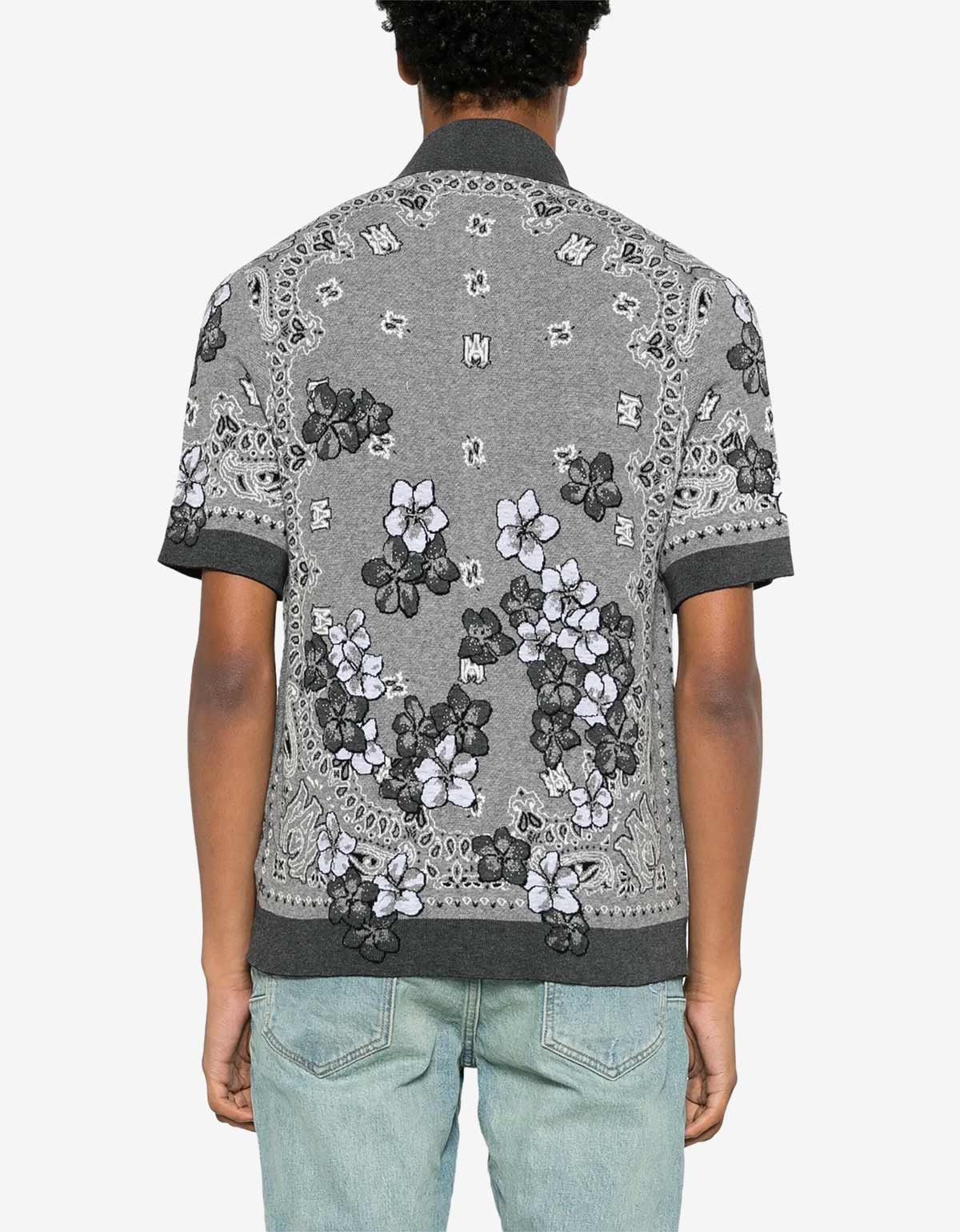 Amiri Amiri Black Bandana Floral Polo Shirt Size US L / EU 52-54 / 3 - 4 Thumbnail