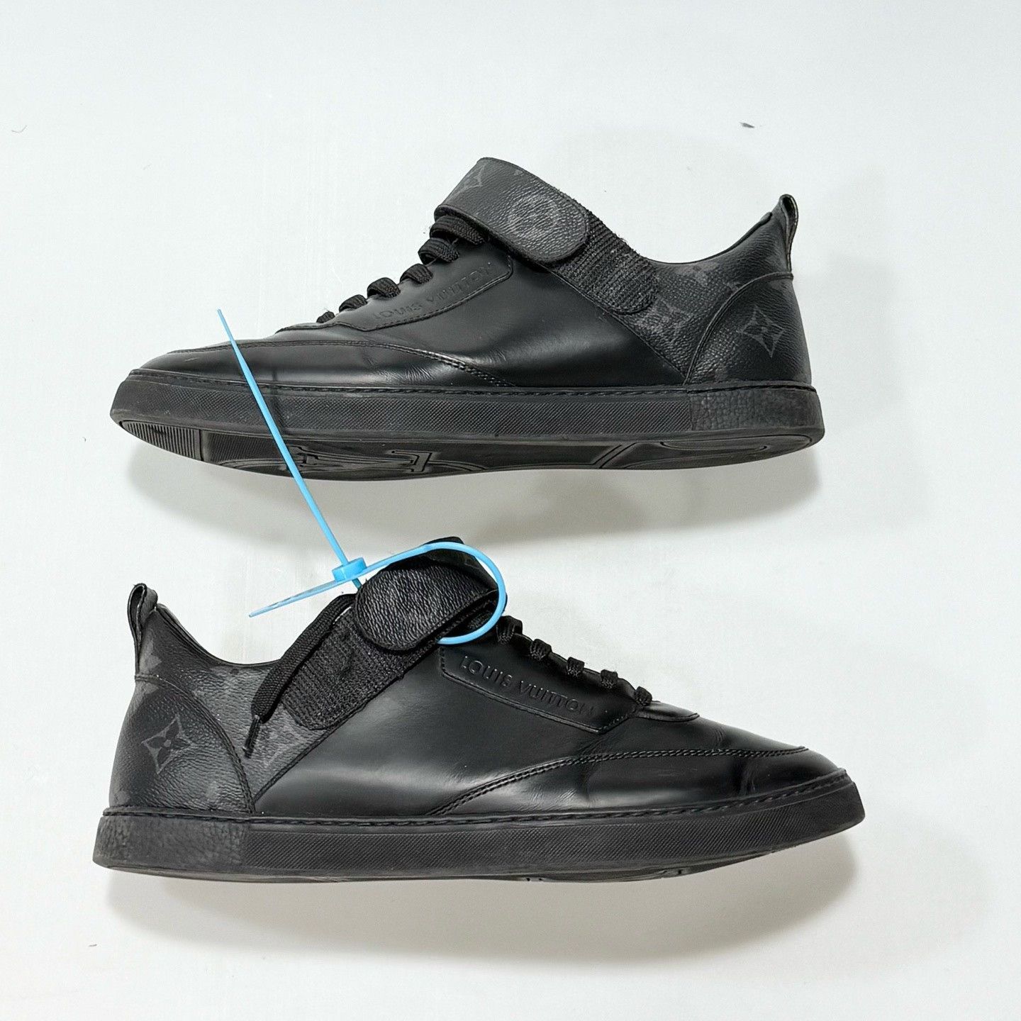 Louis Vuitton LV Black Monogram Velcro Sneakers Size US 6 / EU 39 - 3 Thumbnail