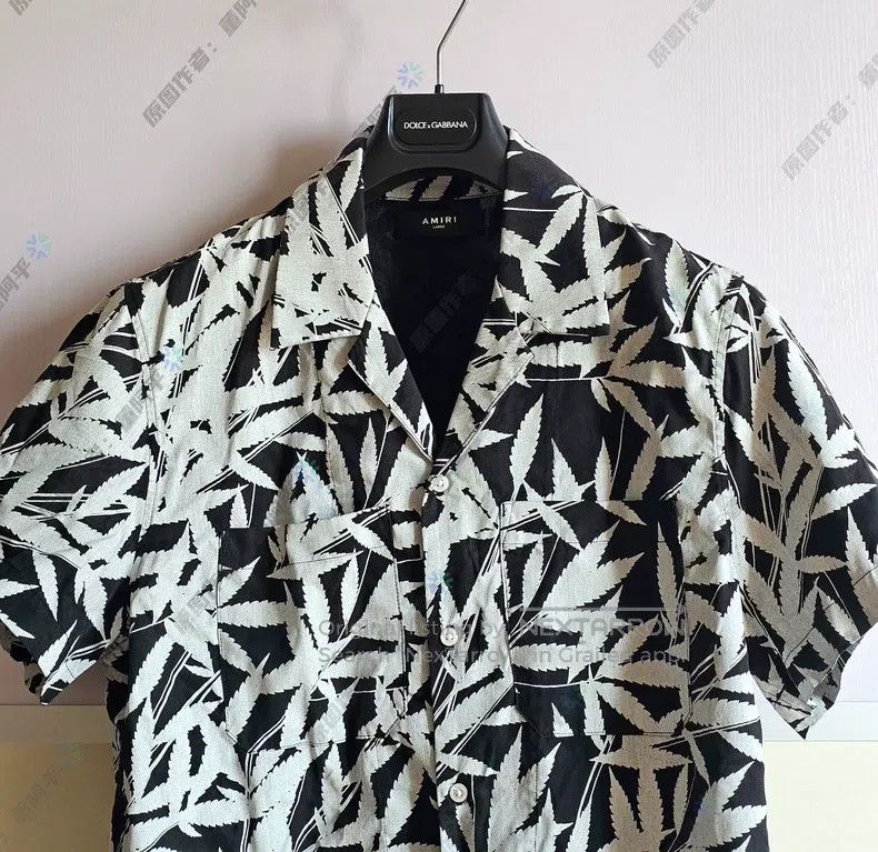 Amiri Amiri Black and white leaf short sleeve shirt Size US L / EU 52-54 / 3 - 3 Thumbnail
