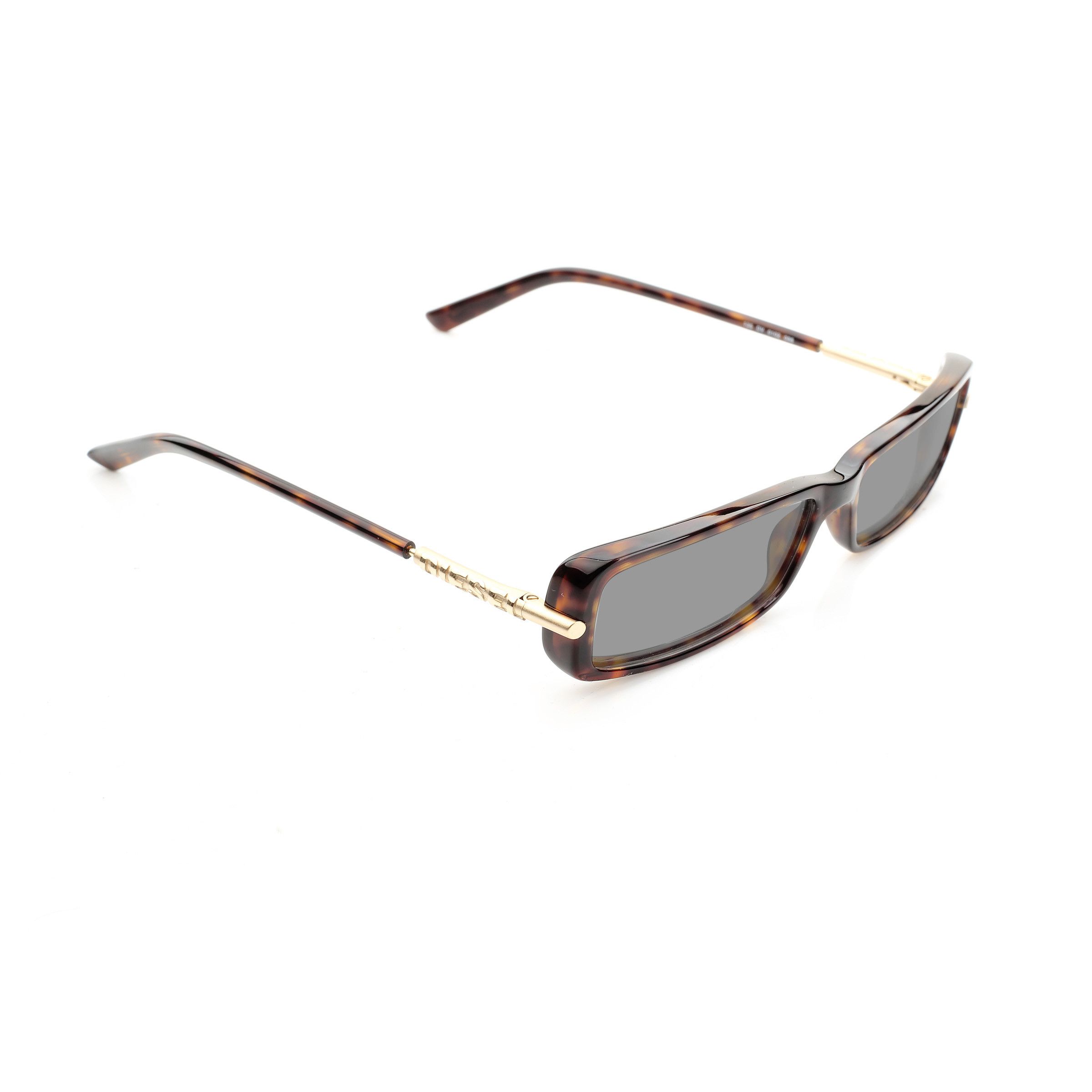 Diesel Diesel '00s Gold Signature Black Lens Recatngular Sunglasses Size ONE SIZE - 3 Thumbnail