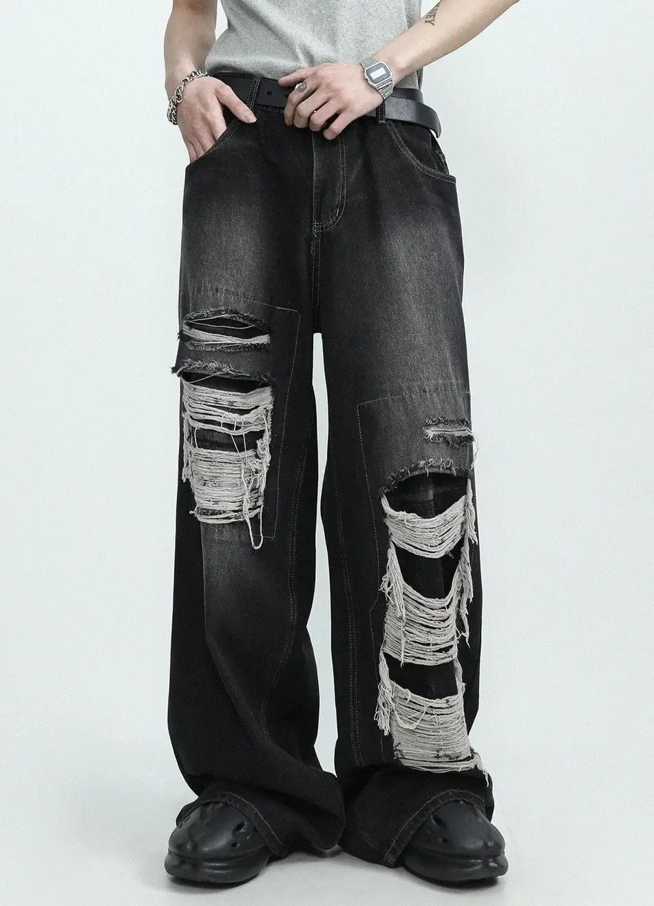 Japanese Brand Retro punk distressed ripped hole jeans pants Size US 32 / EU 48 - 4 Thumbnail