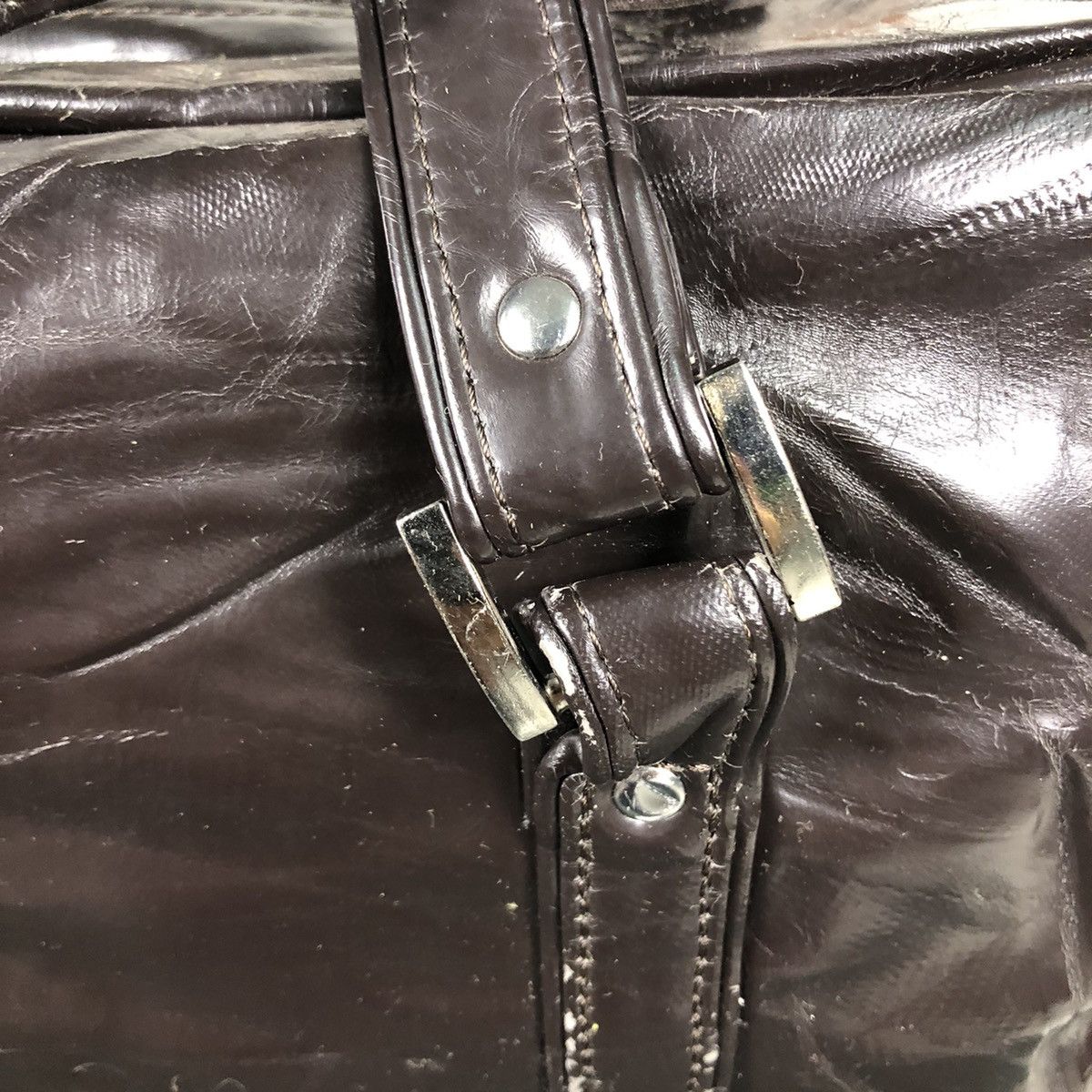Nike 📌Vintage Soft Leather Hand Carry Luggage Nike Big Swoosh Size ONE SIZE - 17 Thumbnail