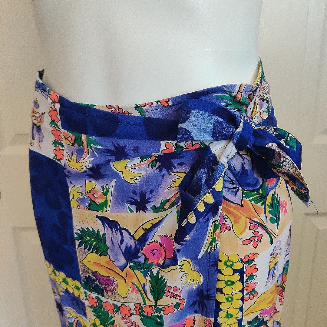 Vintage Jams World tropical Hawaiian side tie wrap skirt sz M Size 27" / US 4 / IT 40 - 3 Thumbnail