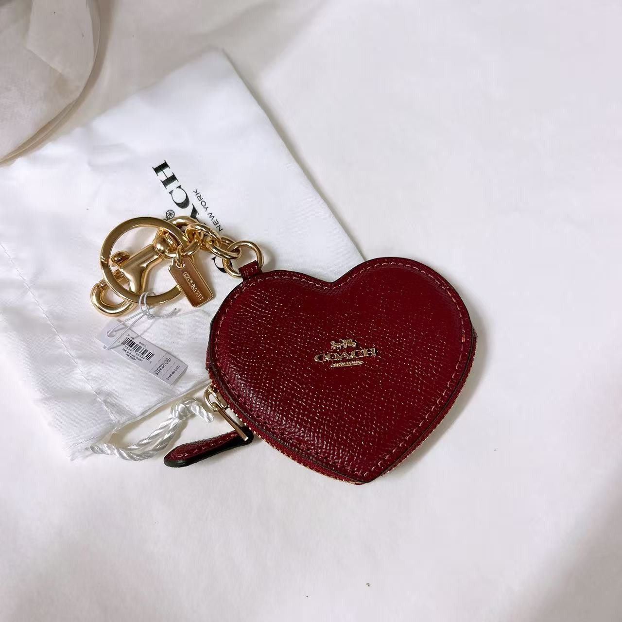 Coach Coach CP368 Heart Bag Charm IN Gold/Dark Ruby Size ONE SIZE - 3 Thumbnail