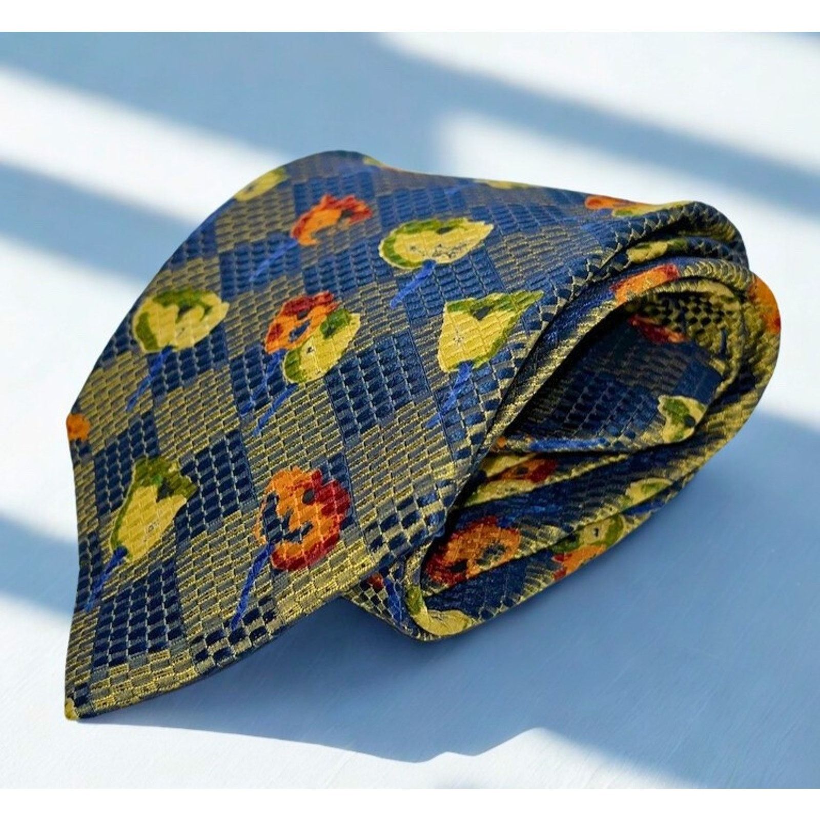 Ermenegildo Zegna Ermenegildo Zegna 100% Silk Tie Floral Diamond Pattern Italy Size ONE SIZE - 1 Thumbnail