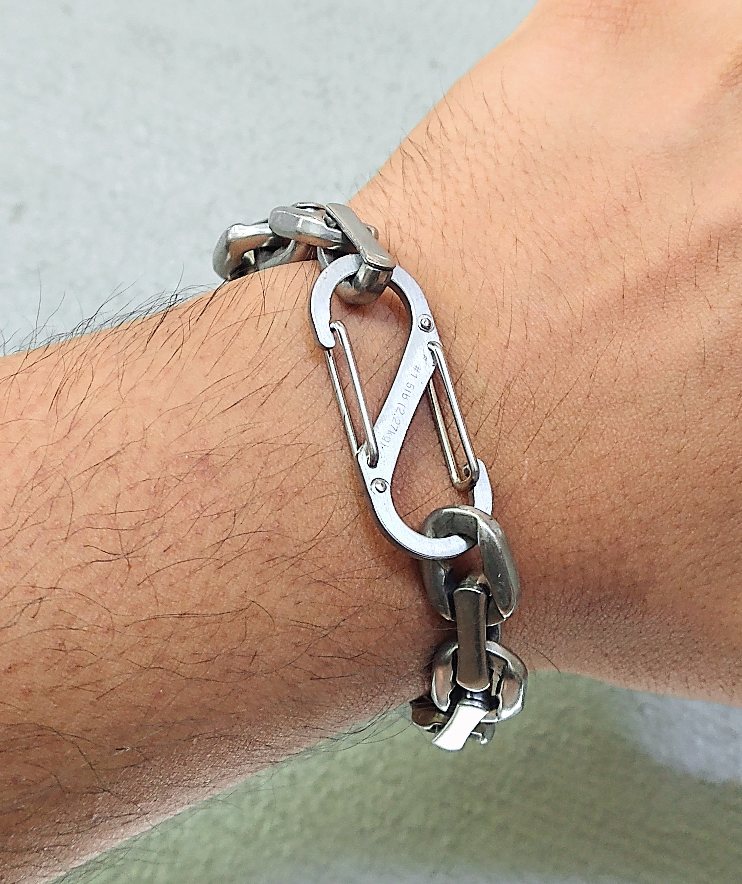 Jewelry Stainless Steel Bracelet 8" Carabiner Techwear Size ONE SIZE - 10 Thumbnail