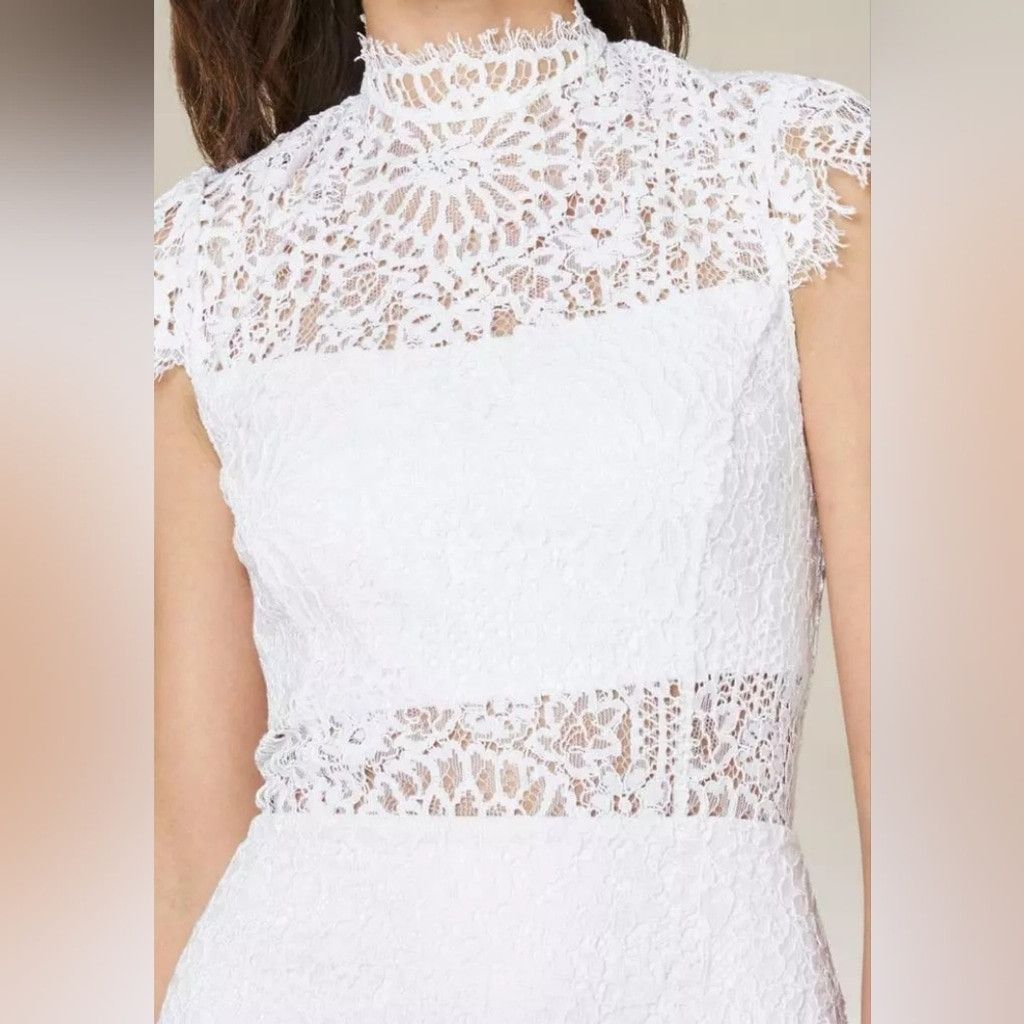 Bebe NWT BEBE JESSIE WHITE LACE MOCK NECK DRESS $139 SIZE 6 Size M / US 6-8 / IT 42-44 - 5 Thumbnail