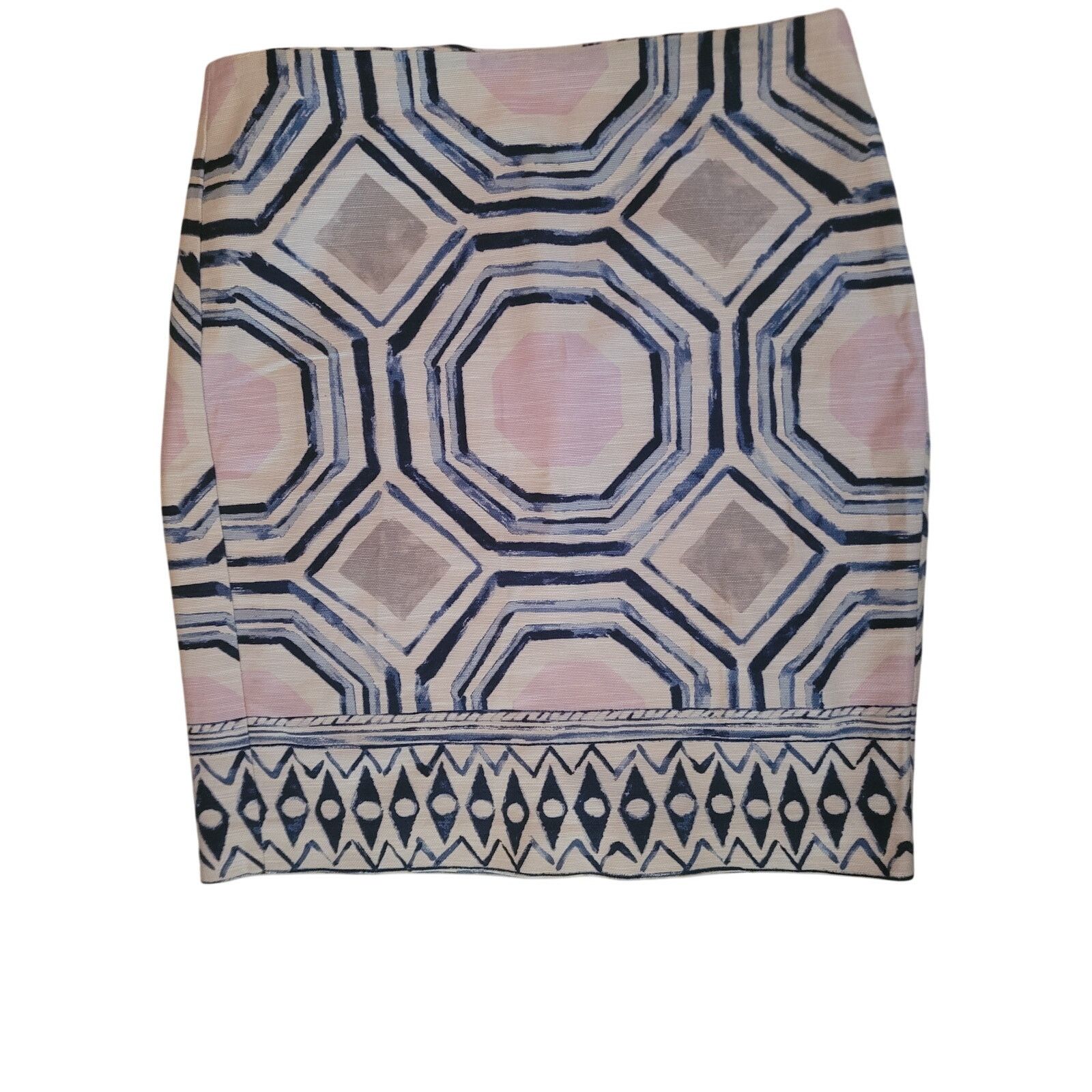Loft Loft Skirt Tan/Blue Back Zip/Slit Sz 8 Size 30" / US 8 / IT 44 - 3 Thumbnail