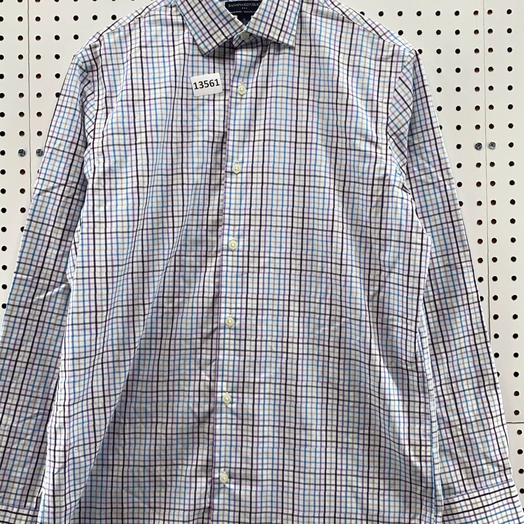 Banana Republic Banana Republic Classic Fit Bi-Colored Checker Medium Non Iron Long Sleeve Size US M / EU 48-50 / 2 - 7 Thumbnail