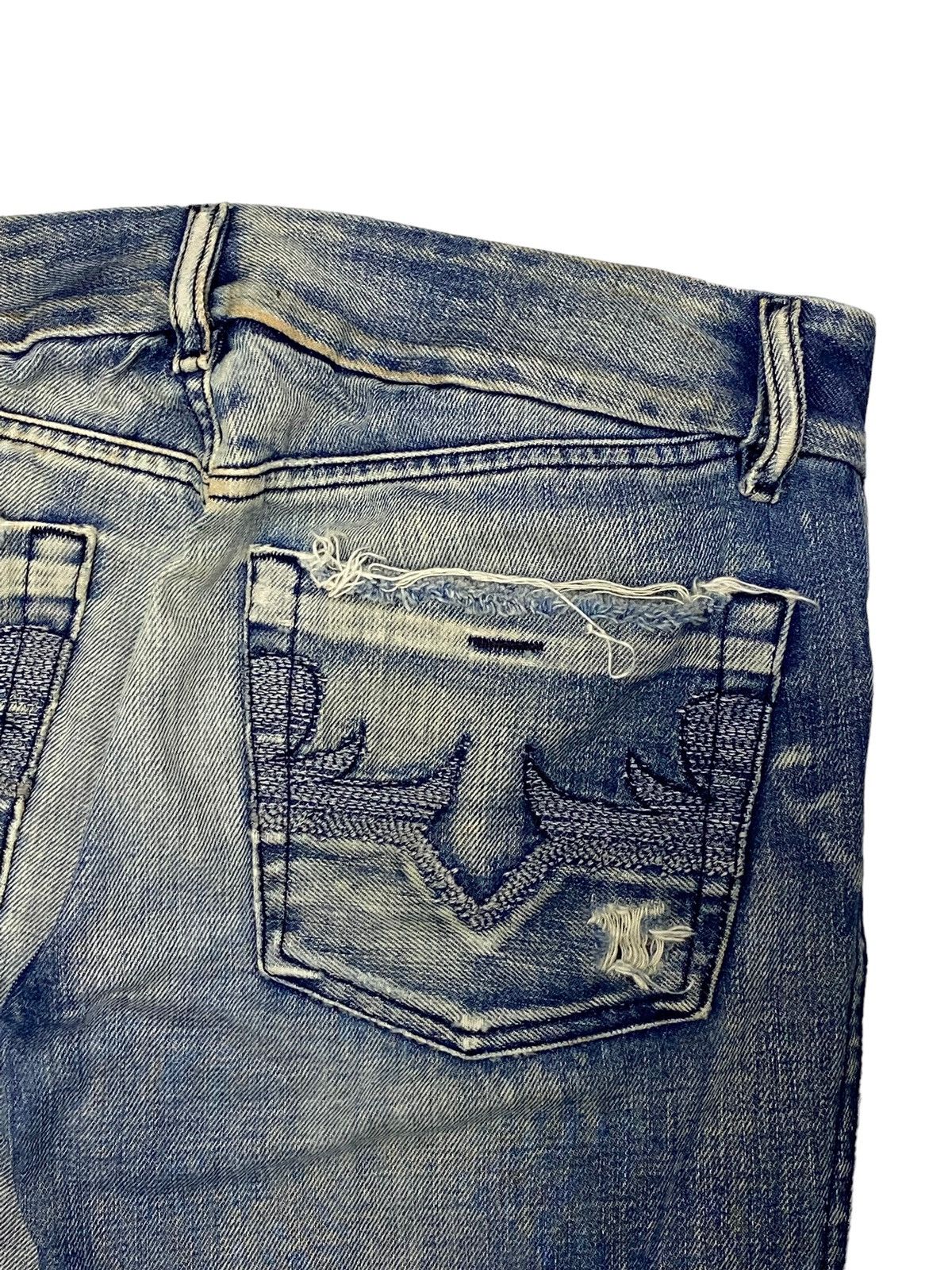 14th Addiction × If Six Was Nine × Le Grande Bleu (L.G.B.) Flare Diesel Low Rise Mud Washed Light Whisker Distressed Size US 30 / EU 46 - 15 Thumbnail