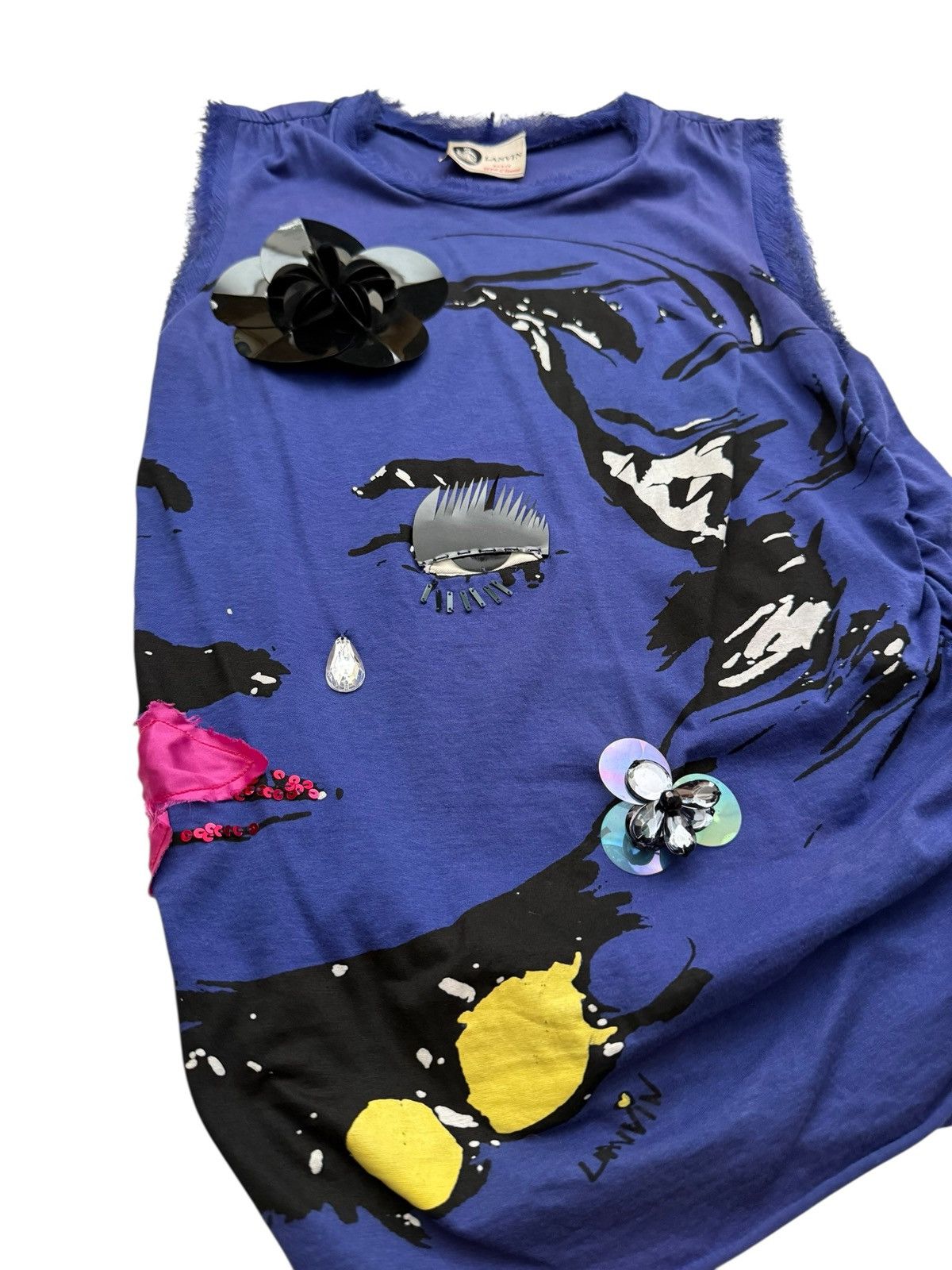 Lanvin Archive 1980’s Face Appliqué Scrunch Tank Size XS / US 0-2 / IT 36-38 - 3 Thumbnail
