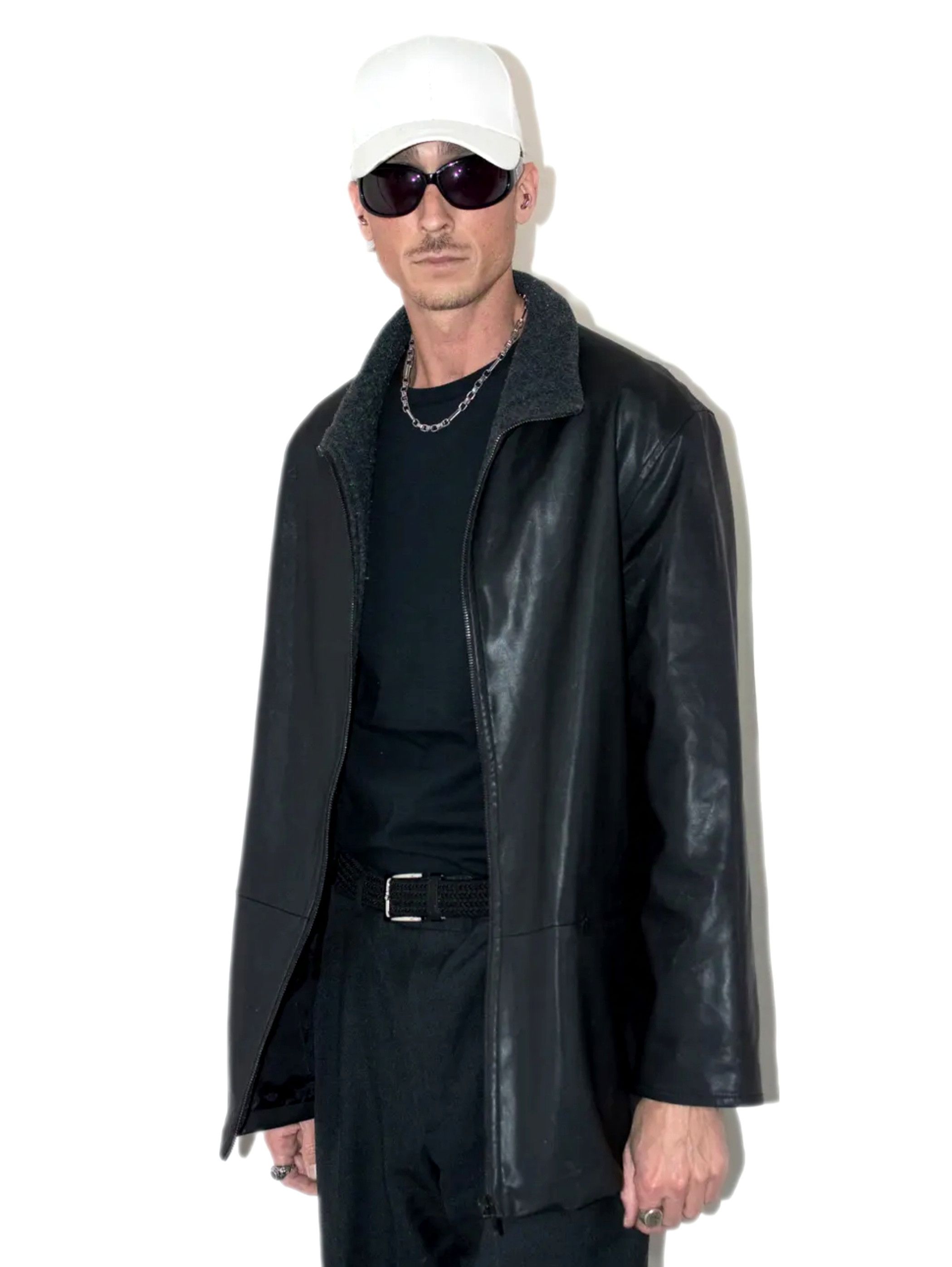 Designer × Japanese Brand × Vintage Vintage Y2K black faux leather Zip trough waterproof jacket Size US M / EU 48-50 / 2 - 1 Thumbnail