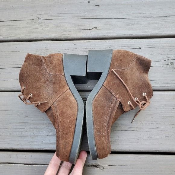 Vintage Vintage 90s y2k Bratz Brown Suede Leather Chunky Heel Boots Size US 7.5 / IT 37.5 - 3 Thumbnail