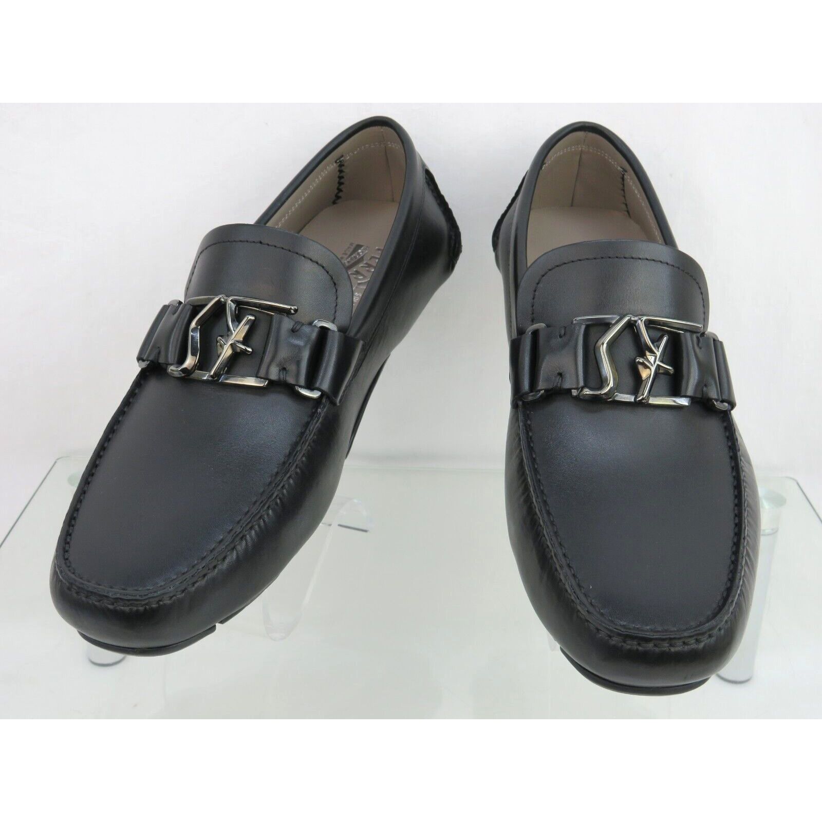 Salvatore Ferragamo FERRAGAMO PETER BLACK LEATHER LOGO DRIVING LOAFERS 8.5 EE Size US 9.5 / EU 42-43 - 9 Thumbnail