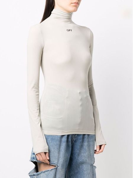 Off-White o1gr1nt0325 Long Sleeve Second Skin Turtleneck in Light Grey Size M / US 6-8 / IT 42-44 - 3 Thumbnail