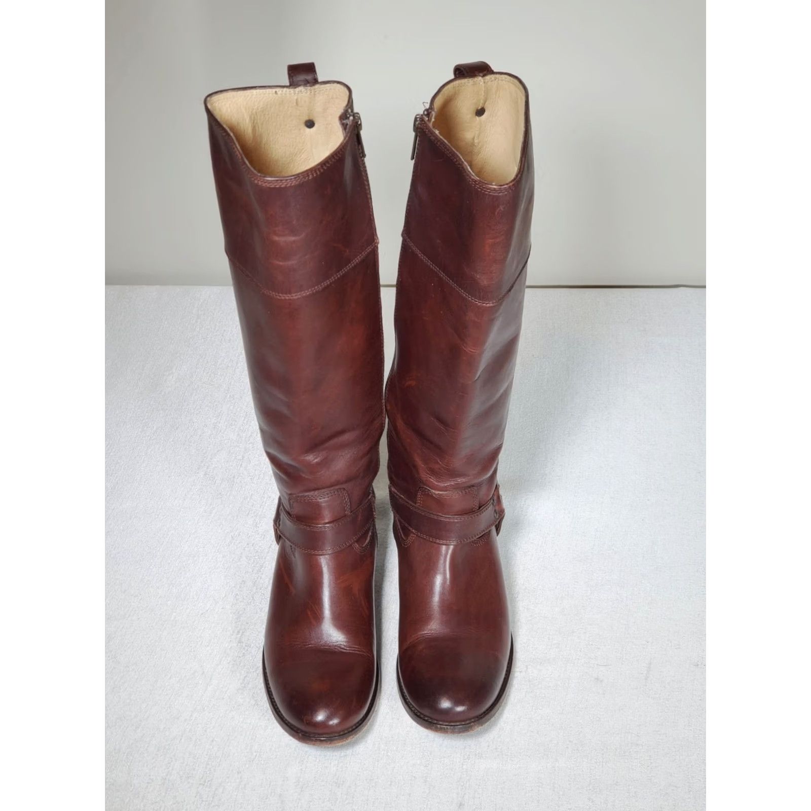 Frye FRYE Melissa Harness Tall Inside Zip Riding Boot Womens US 7 B Brown Leather Knee High Boot Size US 7 / IT 37 - 7 Thumbnail