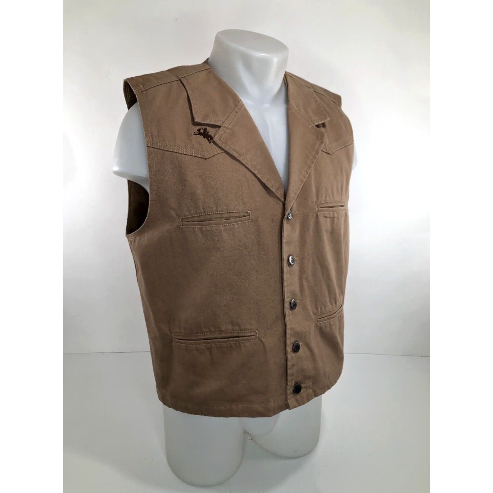 Vintage WYOMING TRADERS - Canvas Western Vest - L Navy? Light Brown - Men - Size L - Western Theme - Cotton Canvas Vest Men L Light Brown Size US L / EU 52-54 / 3 - 3 Thumbnail