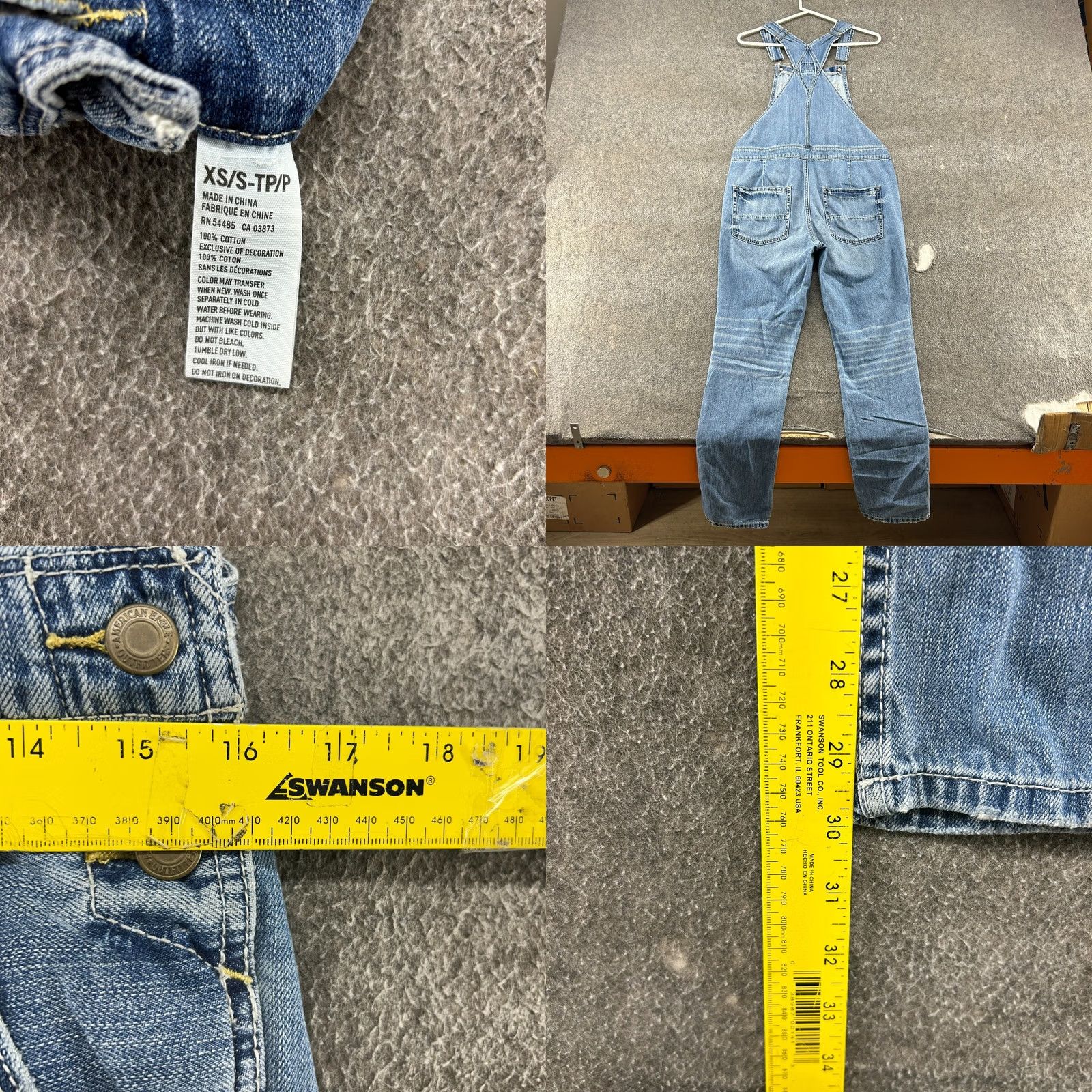American Eagle Outfitters VINTAGE American Eagle Outfitters Overall Womens XS Blue Denim Distressed One-Piece 90s Retro Casual Workwear Sleeveless Pockets Size 26" / US 2 / IT 38 - 9 Thumbnail