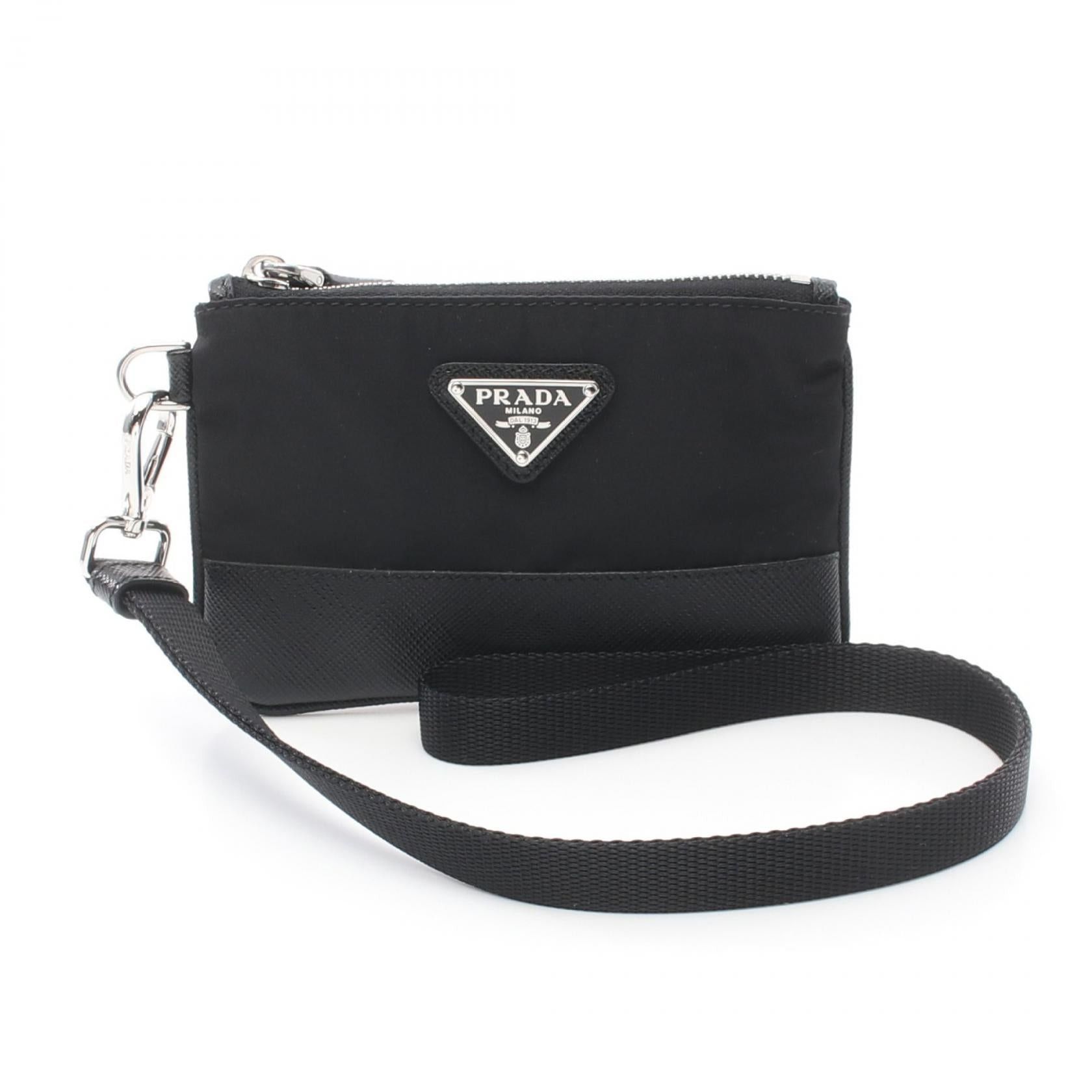 Prada Prada Card Case Nylon Saffiano Leather Black Size ONE SIZE - 1 Thumbnail