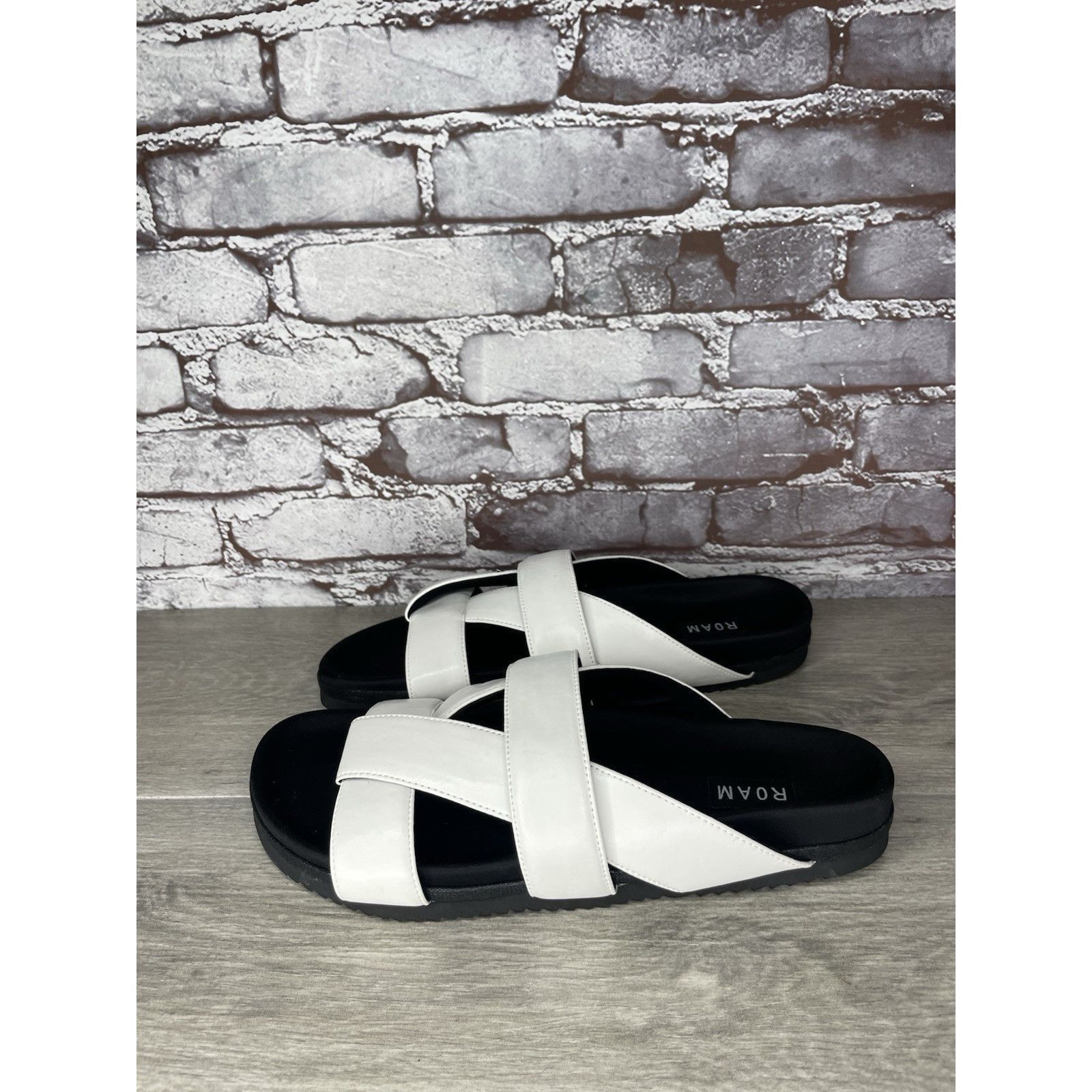 ROA Roam White Leather Ribbon Open Toe Straps Slides Sandals Wom Size US 10.5 / IT 40.5 - 16 Thumbnail