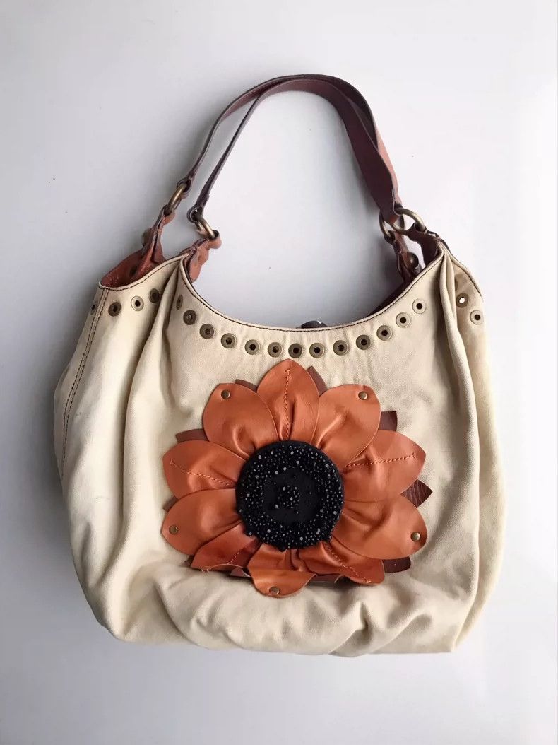 Moschino 90's Leather Petal Tote Bag- Dmc in Beige, Men's