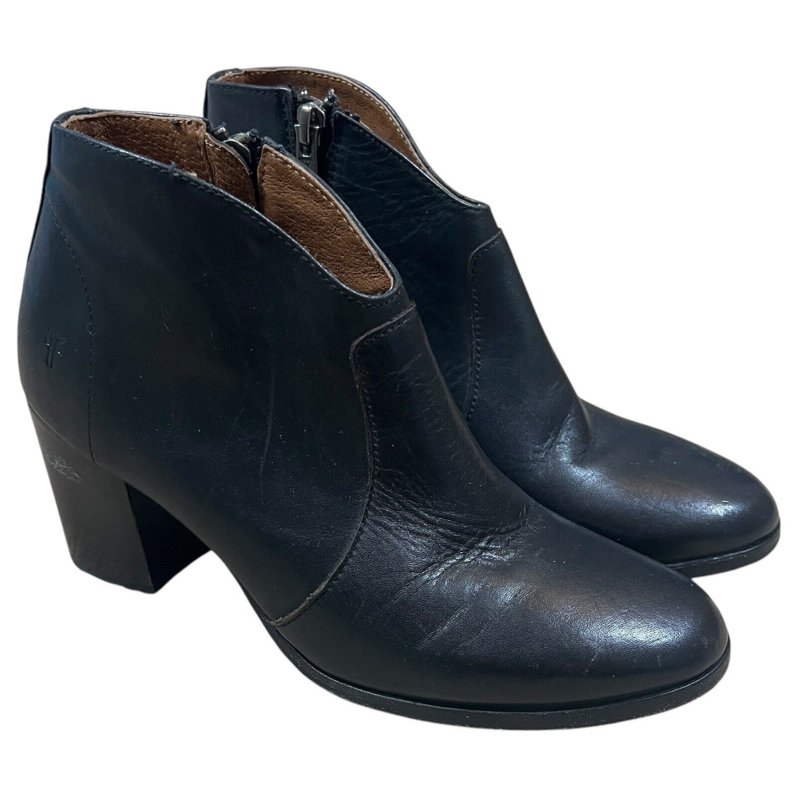 Frye Frye Nora Zip Black Leather Zipper Ankle Booties Size 6M Size US 6 / IT 36 - 2 Thumbnail