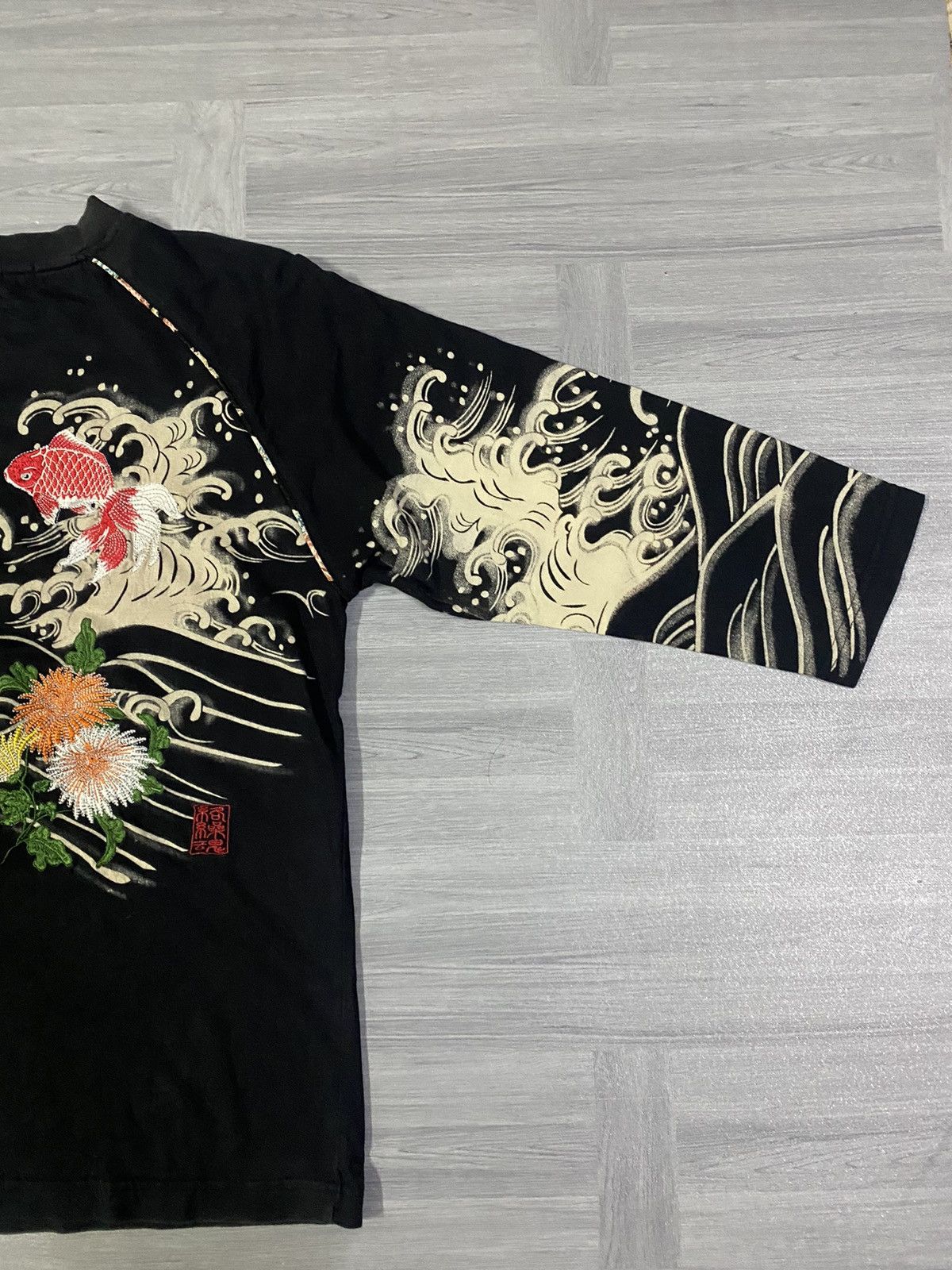 Japanese Brand Karakuridama Koi Embroidered Long Sleeve Size US M / EU 48-50 / 2 - 2 Thumbnail