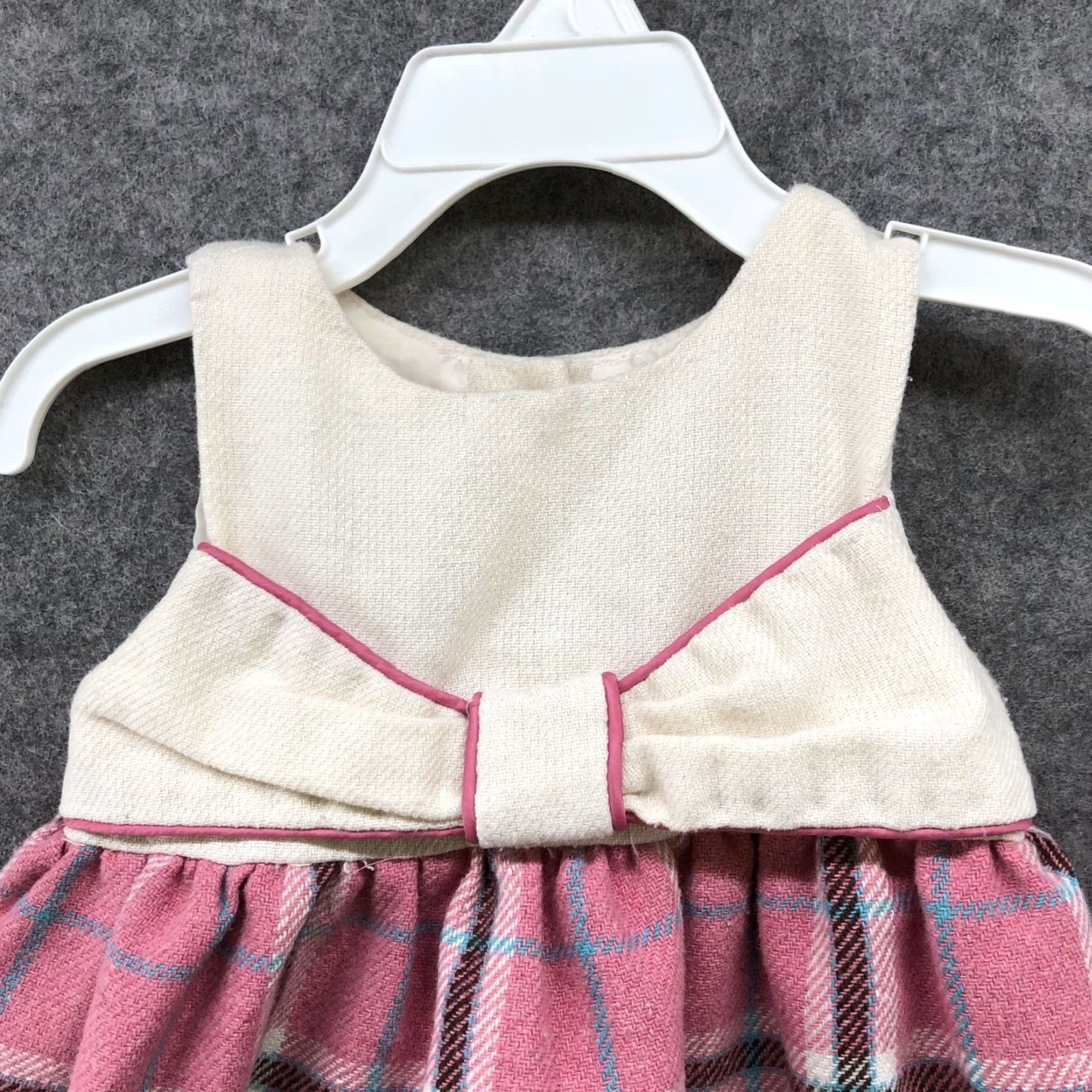 Vintage VINTAGE Polly Flinders Dress Girls 18M Wool Blend Pink Plaid Pinafore Sleeveless Size ONE SIZE - 3 Thumbnail