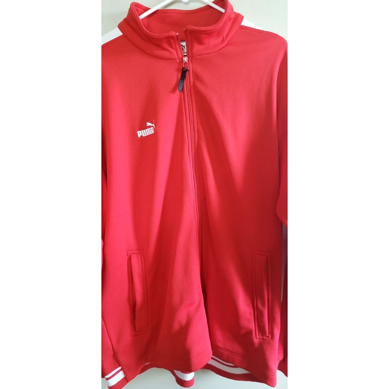 Puma VINTAGE Puma Track Jacket Mens XL Red & White Full Zip Up EUC Size US XL / EU 56 / 4 - 2 Thumbnail
