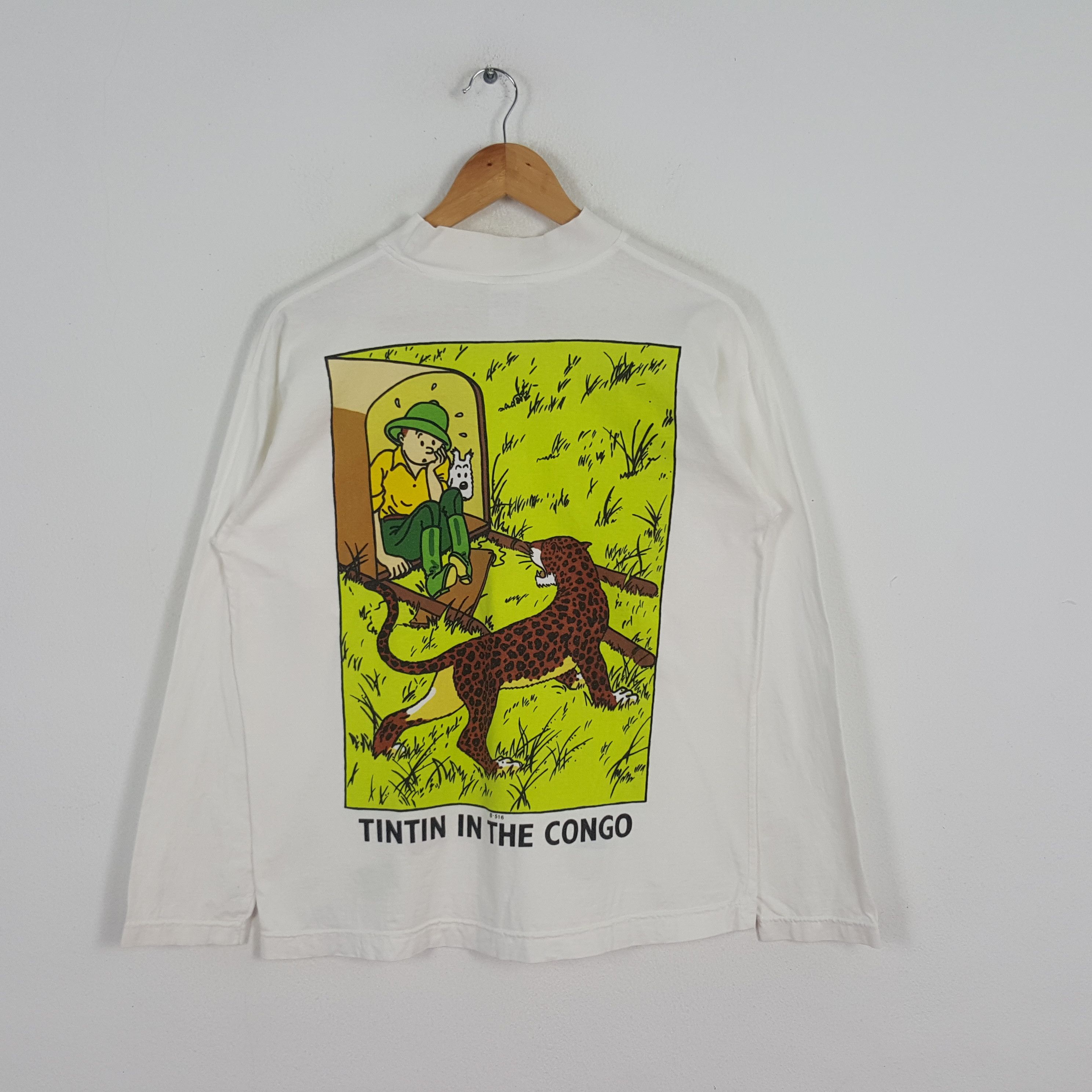 Vintage Vintage Tintin In The Congo American Cartoon Movie Tshirt Size US L / EU 52-54 / 3 - 1 Thumbnail