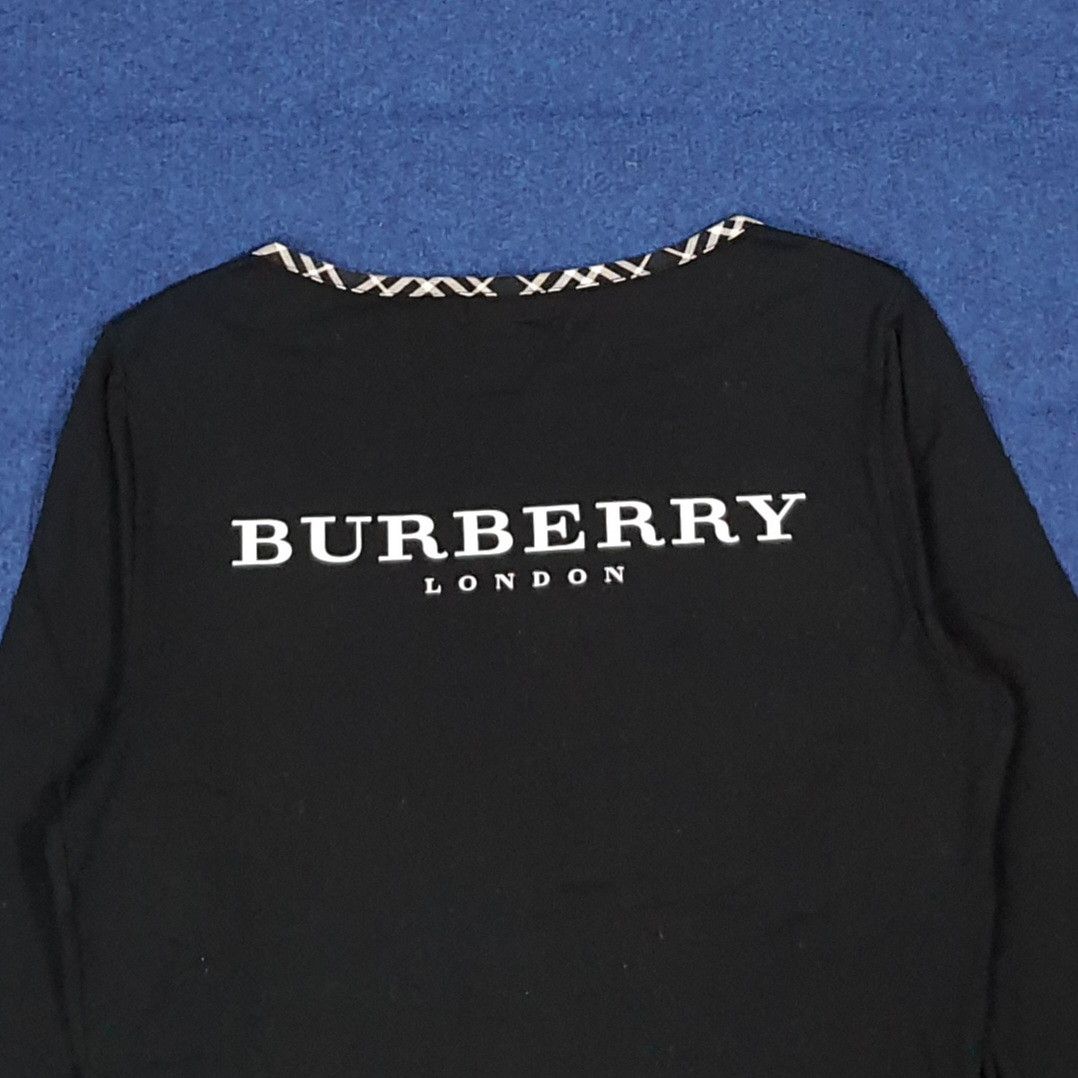 Burberry Burberry Black Boat Neck Top 3/4 Sleeve Custom Logo C276N46 Size S / US 4 / IT 40 - 5 Thumbnail