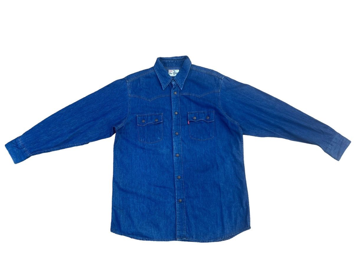 Levi's Vintage 1990 Levi’s Saddle Man Western Denim Shirt Size US L / EU 52-54 / 3 - 1 Thumbnail