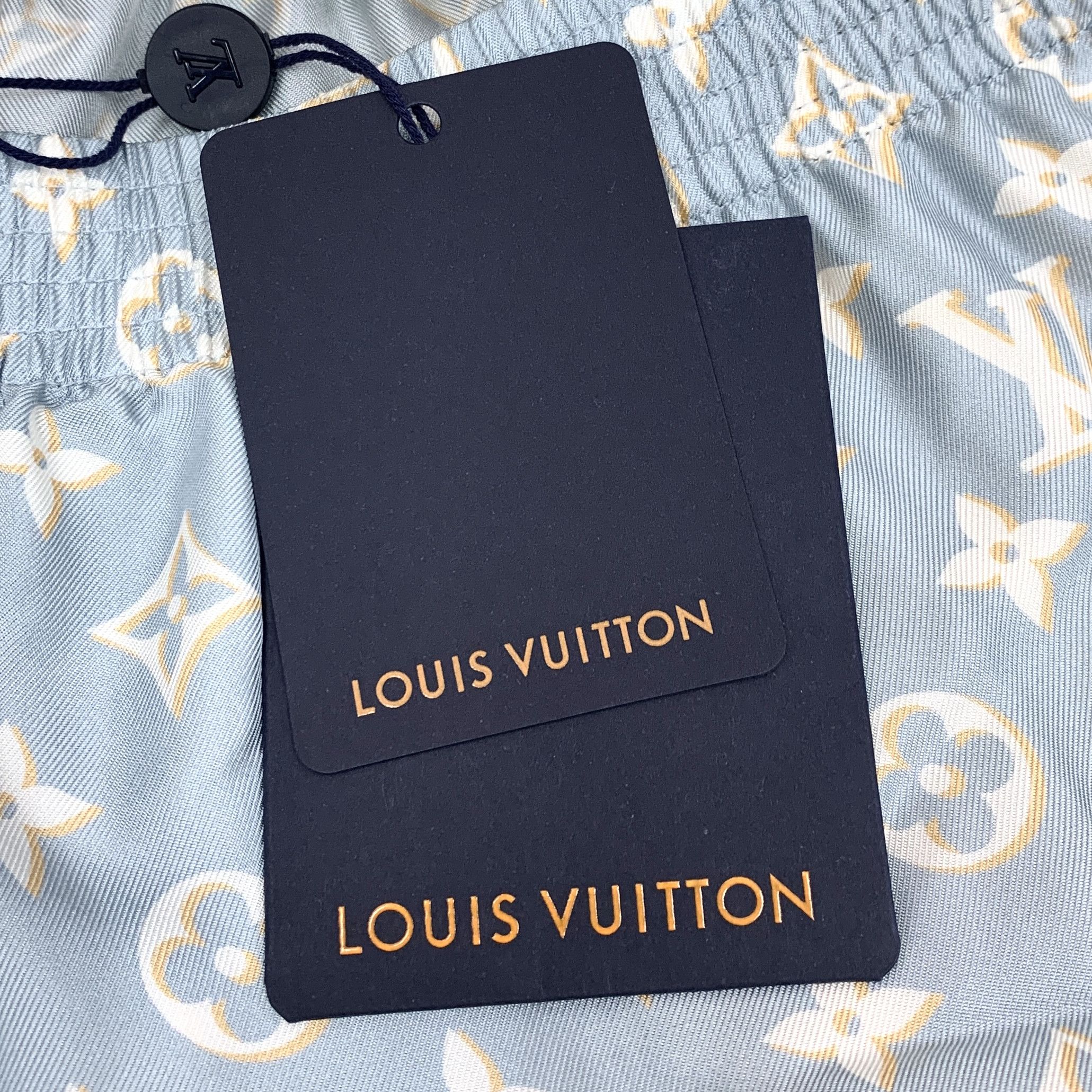 Louis Vuitton Louis Vuitton Shorts – Blue Monogram Stripe Silk (Size 38) Size 38" / US 16 / IT 52 - 2 Thumbnail