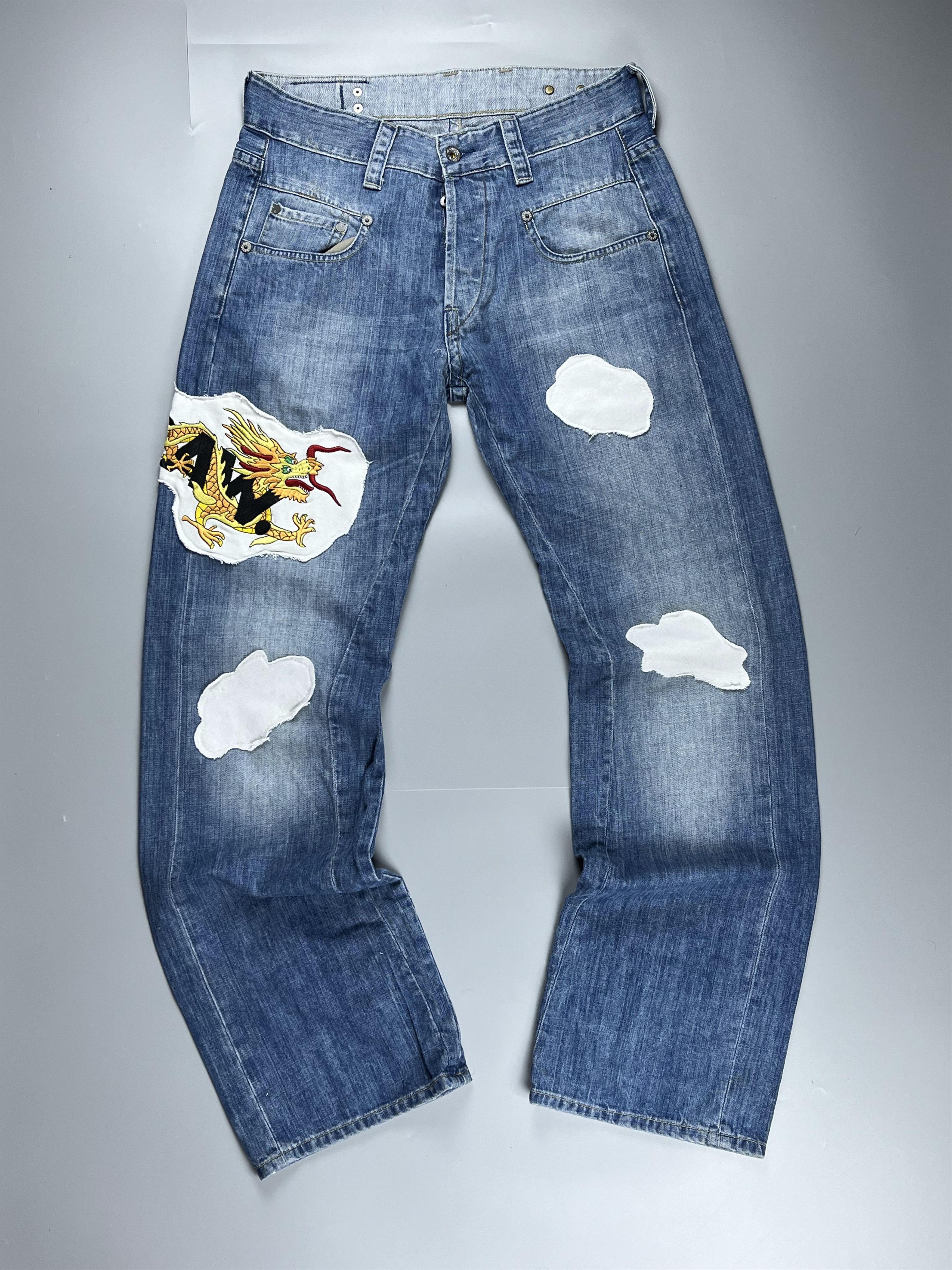 G-Star × Japanese Brand × Vintage G-Star Embroidery Dragon Washed Custom Work Jean Size US 31 - 4 Thumbnail
