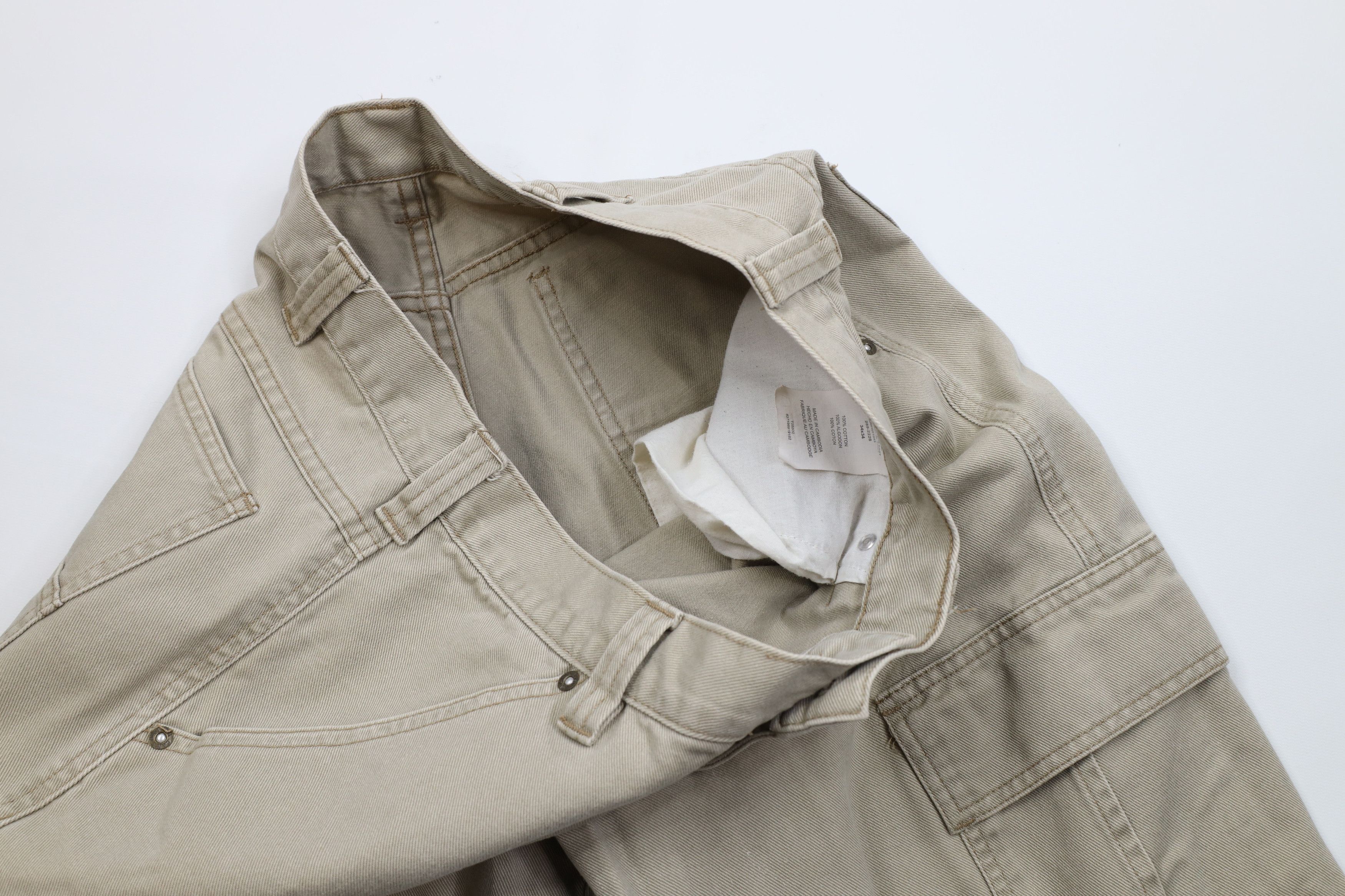 Lee Vintage 90s Y2K Lee Wide Leg Dungaree Cargo Jeans Beige Size US 34 / EU 50 - 10 Thumbnail