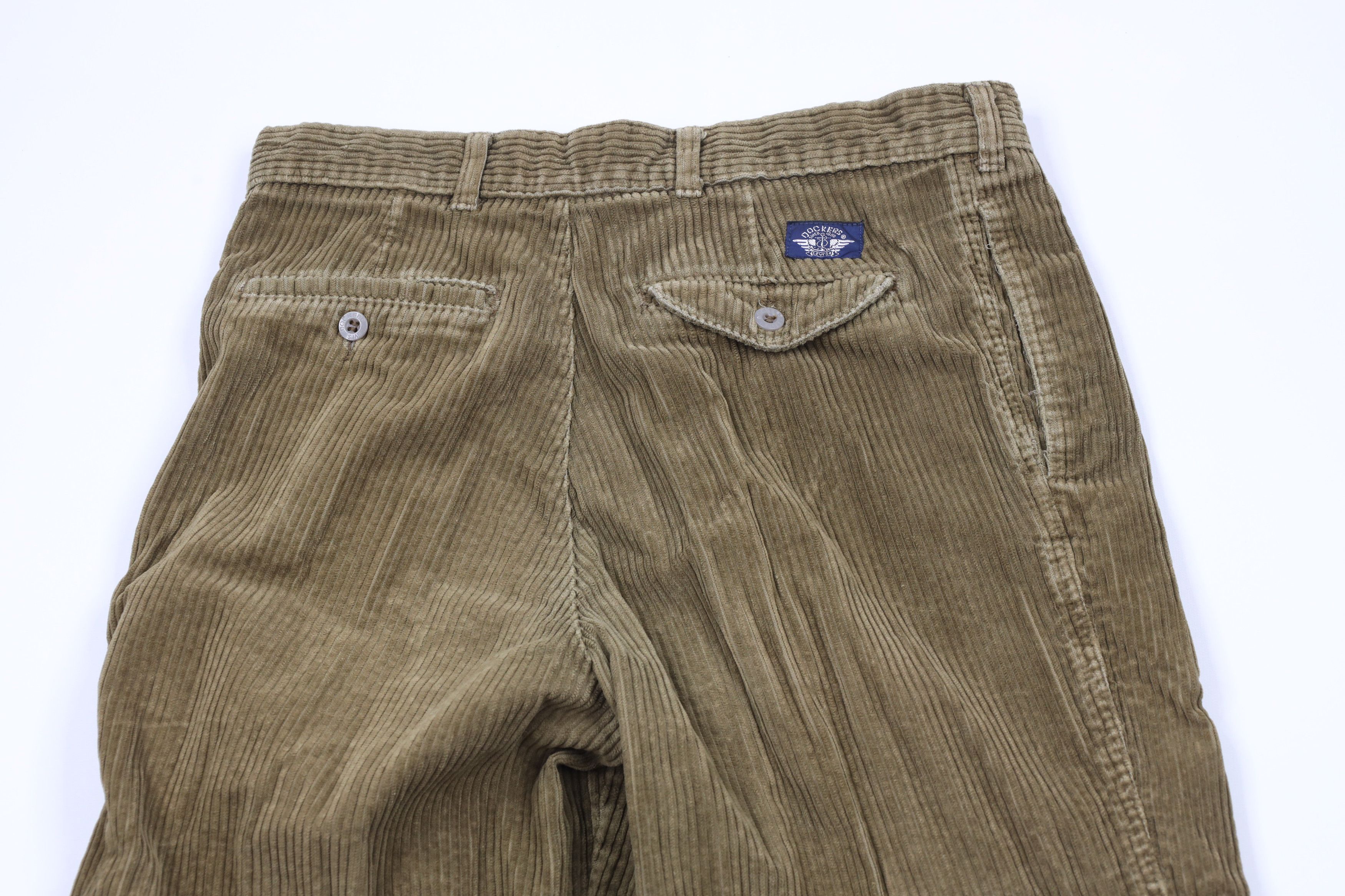 Vintage Vintage 90s Streetwear Pleated Corduroy Chino Pants Green Size US 32 / EU 48 - 8 Thumbnail