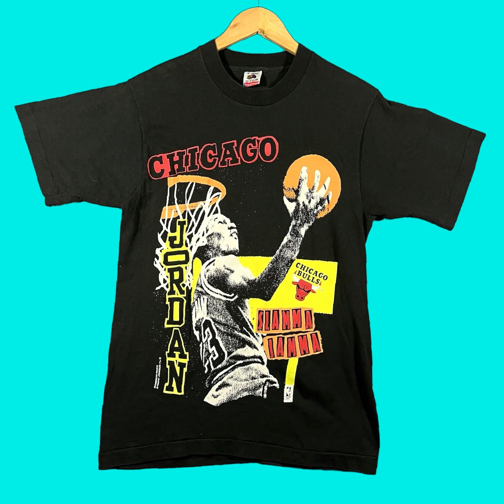 Fruit Of The Loom VINTAGE Michael Jordan T-Shirt Medium Slamma Jamma Magic Johnston Bulls 90s RARE Shirt Mens Black Size US M / EU 48-50 / 2 - 1 Thumbnail