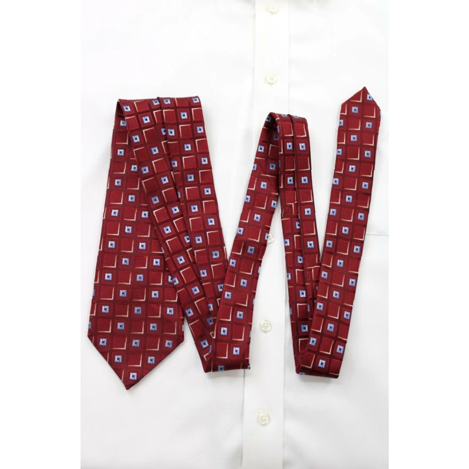 Ermenegildo Zegna Ermenegildo Zegna Silk Necktie Men's Red Geometric 58.5 x 3.75 Stylish Designer Size ONE SIZE - 4 Thumbnail