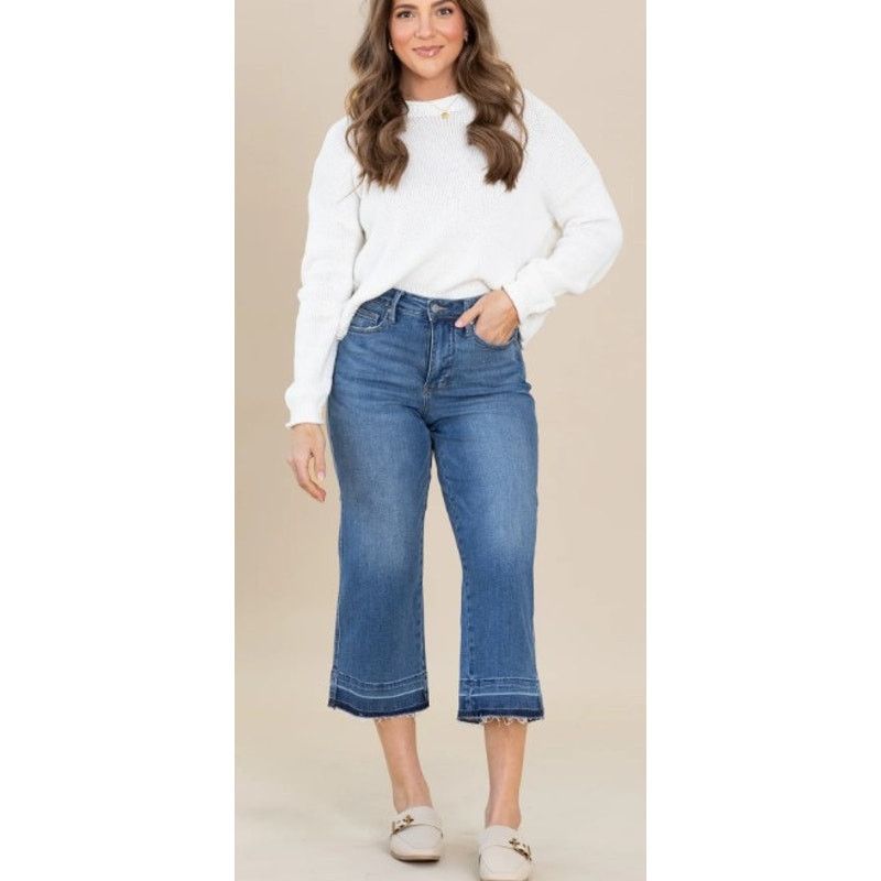 Judy Blue Judy Blue Jeans Women 25 Blue Wide Leg Crop Denim JB88592 Size 25" / US 0 / IT 36 - 2 Thumbnail