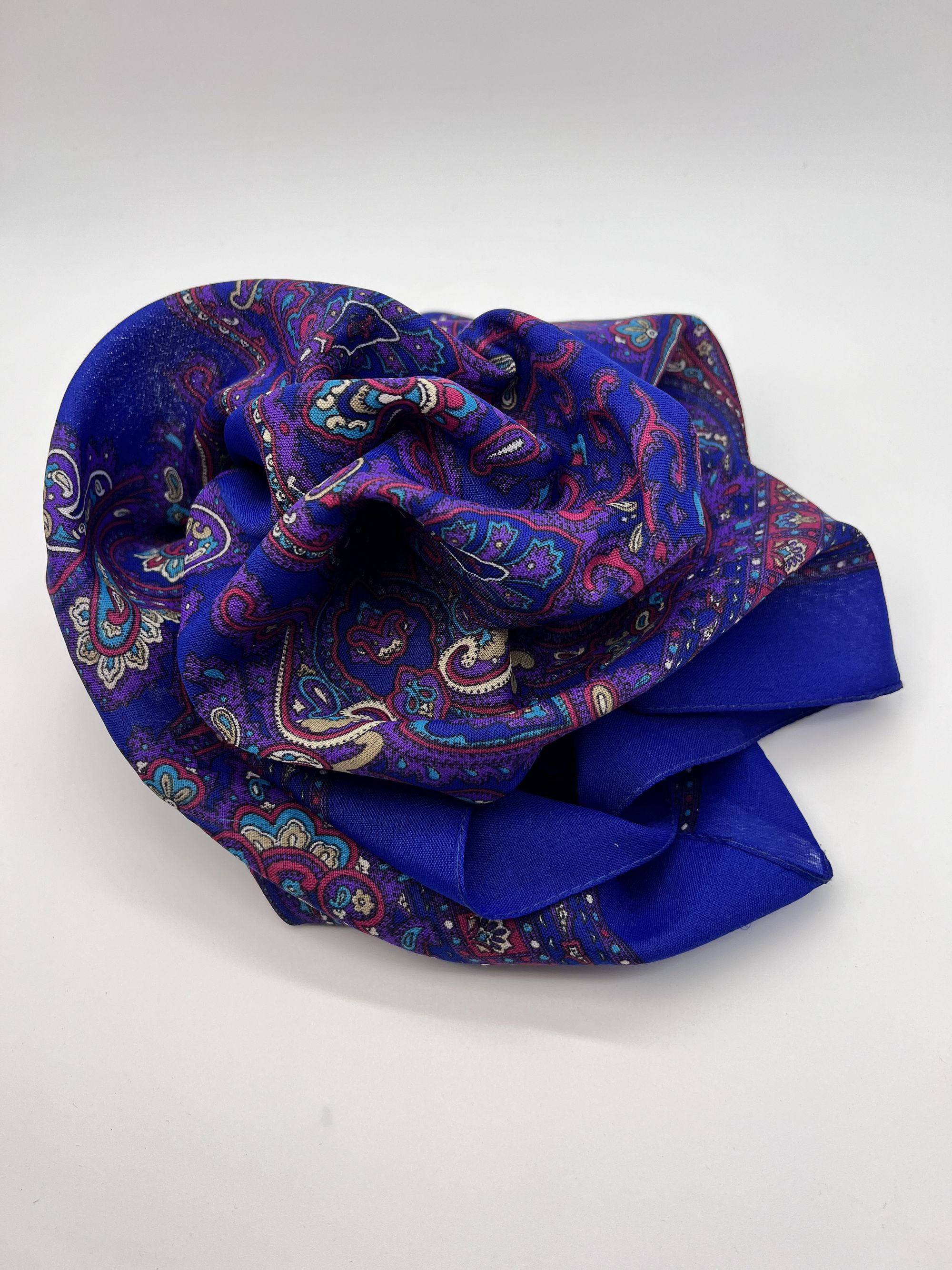 Vintage Vintage Paisley Silky Scarf Rich Blue & Purple Tones Size ONE SIZE - 2 Thumbnail