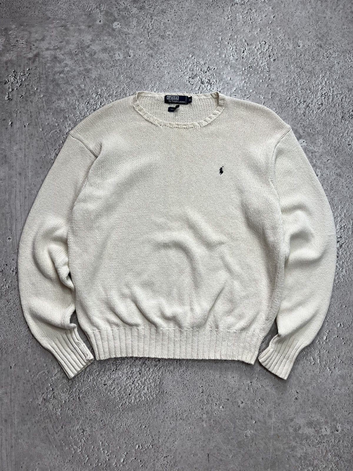 Polo Ralph Lauren Vintage Polo Ralph Lauren Men’s Knit Sweater XL Cream Cotton Size US XL / EU 56 / 4 - 1 Thumbnail