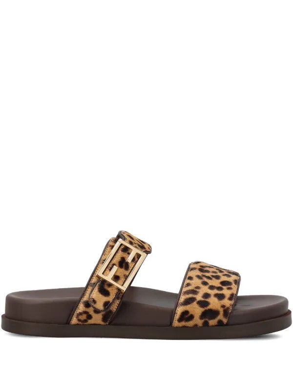 Fendi os11x0526 FF Leopard-print Buckle Sandals in Brown Size US 5 / IT 35 - 1 Thumbnail