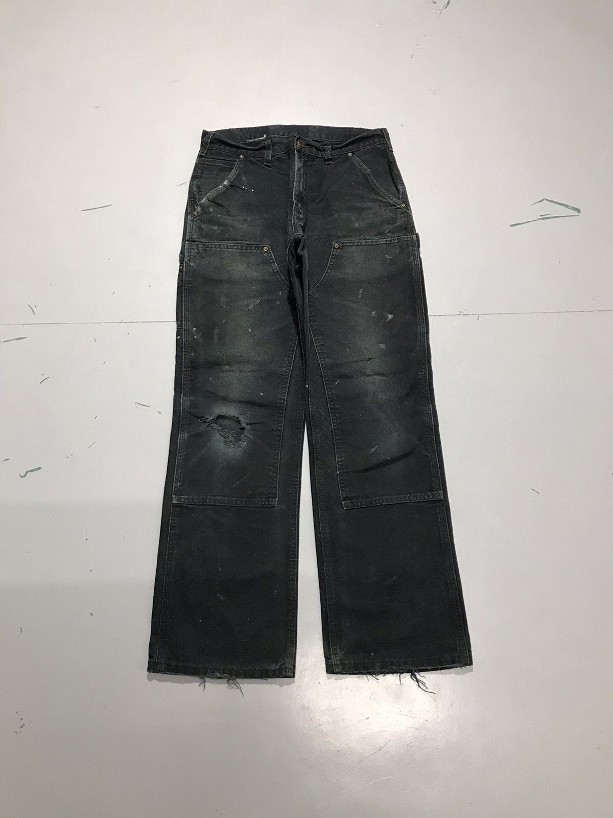 Vintage Carhartt double knee damaged workwear denim