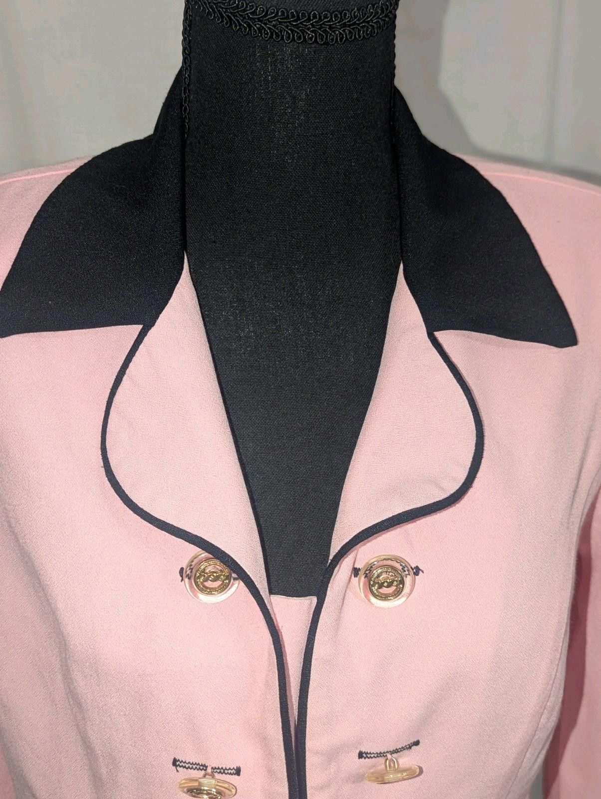 Designer VTG 80s Barbiecore Pink And Black Blazer W/ Shoulder Pads Size L / US 10 / IT 46 - 2 Thumbnail